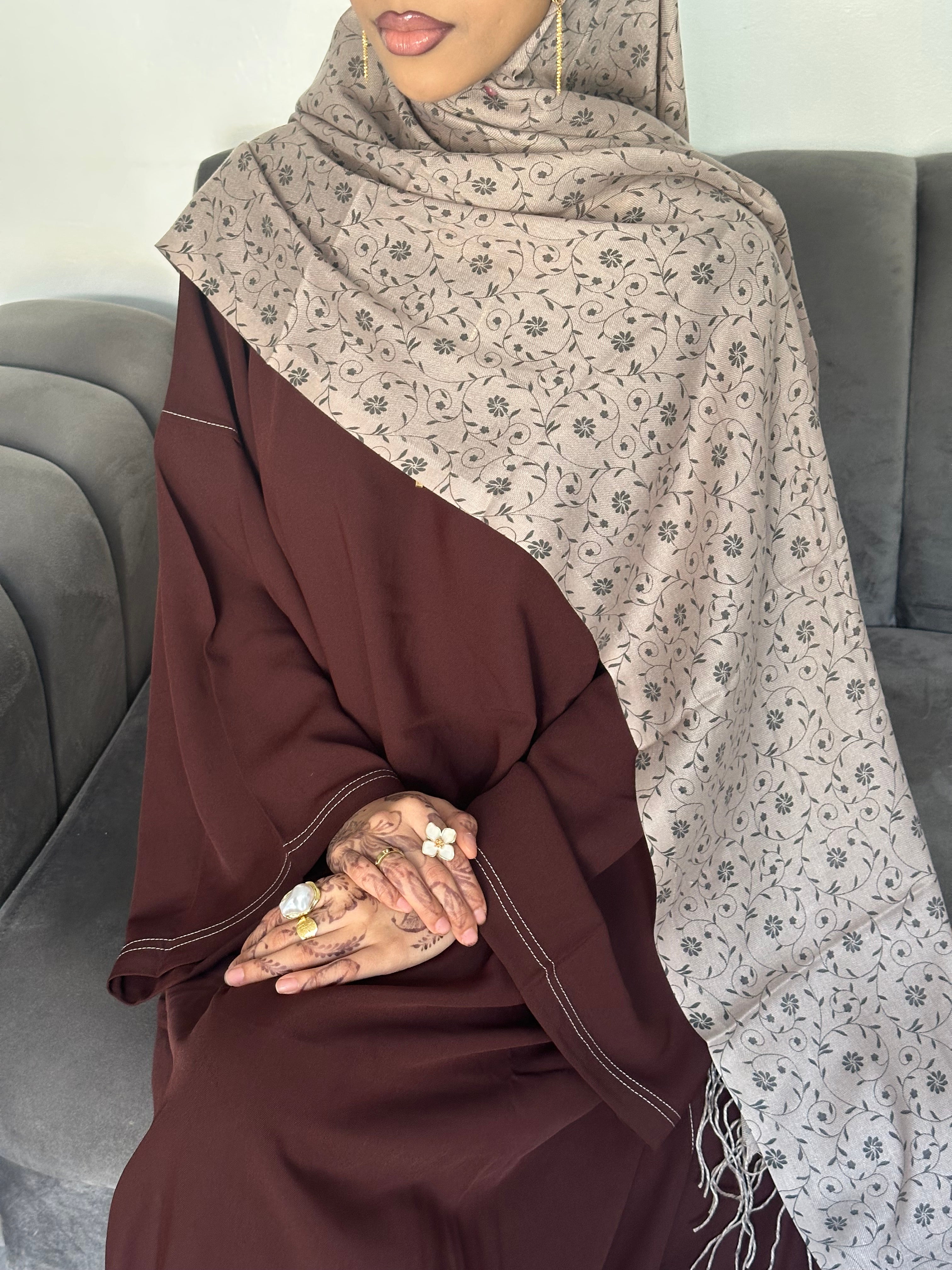 Printed Hijab - Neutral Brown