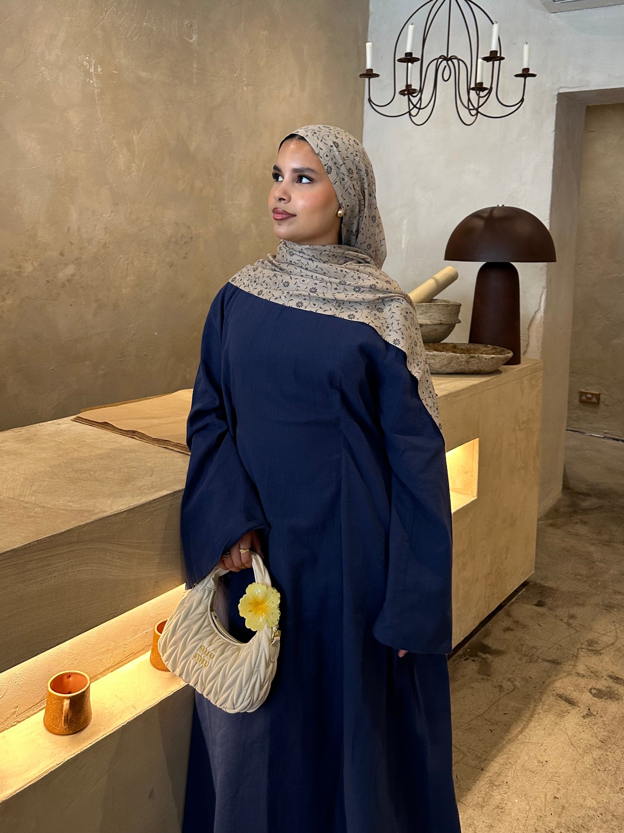 Printed Hijab- Taupe Beige