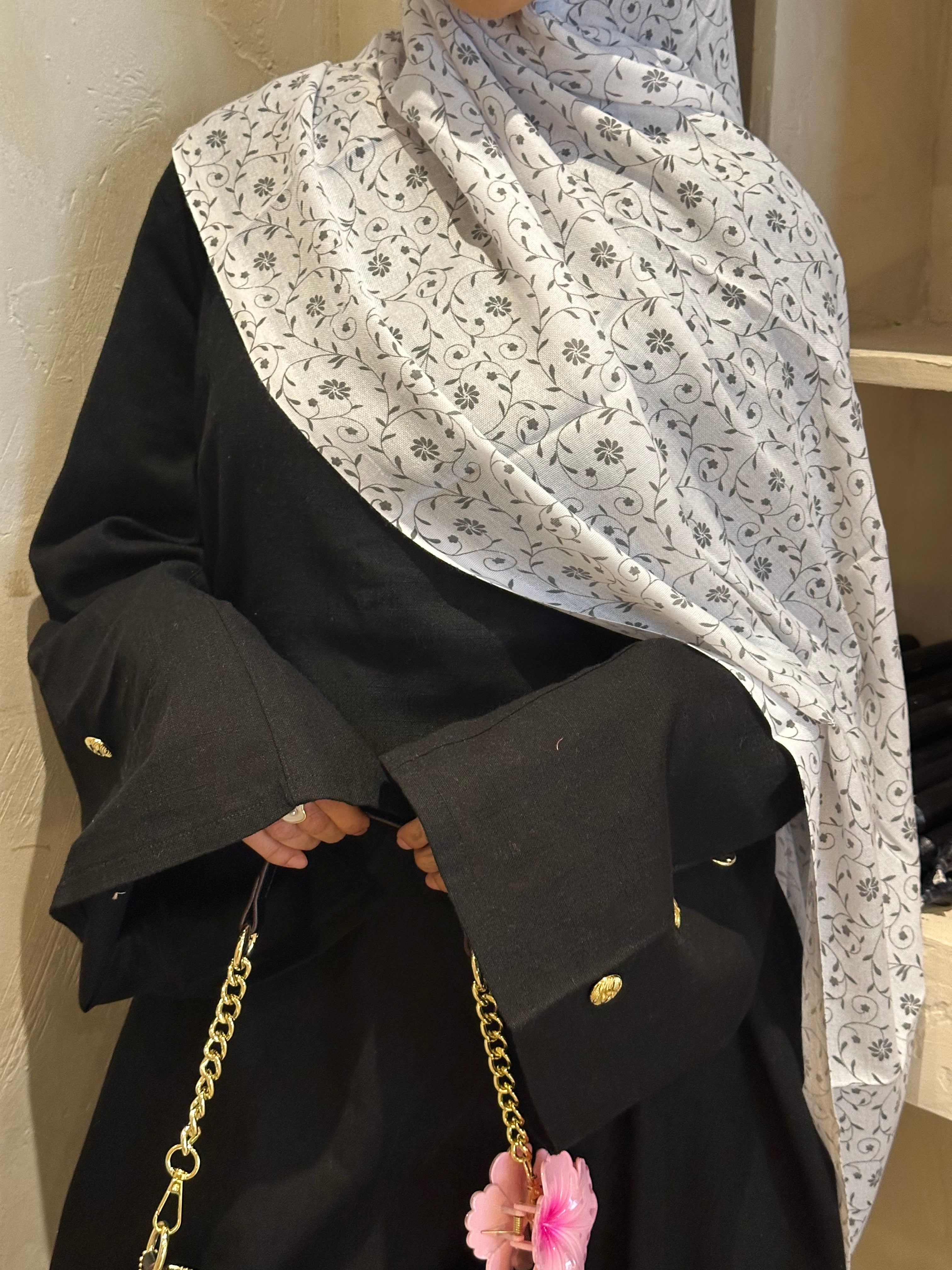 Printed Hijab - White