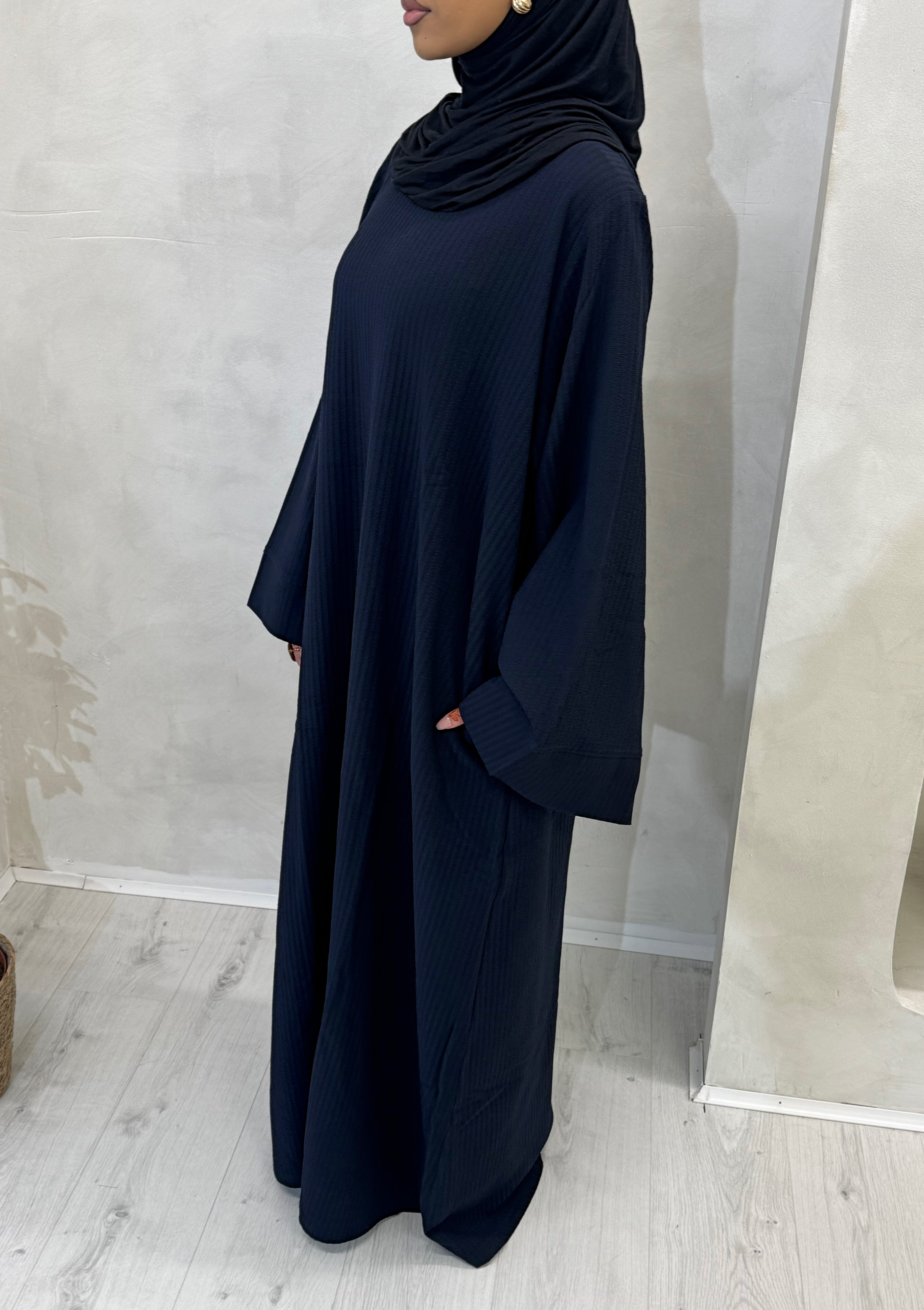 Navy Ribbed Abaya