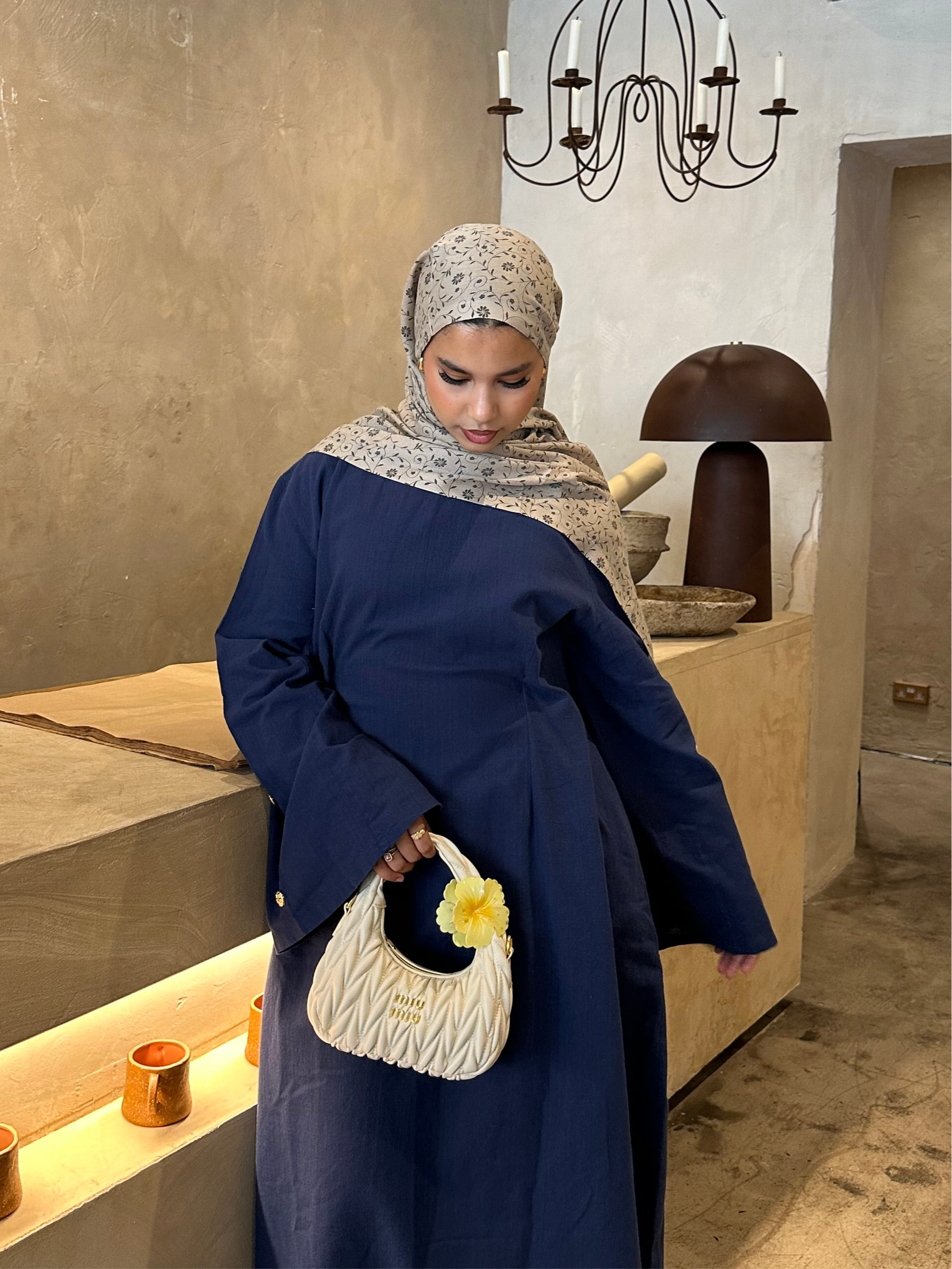 Printed Hijab- Taupe Beige