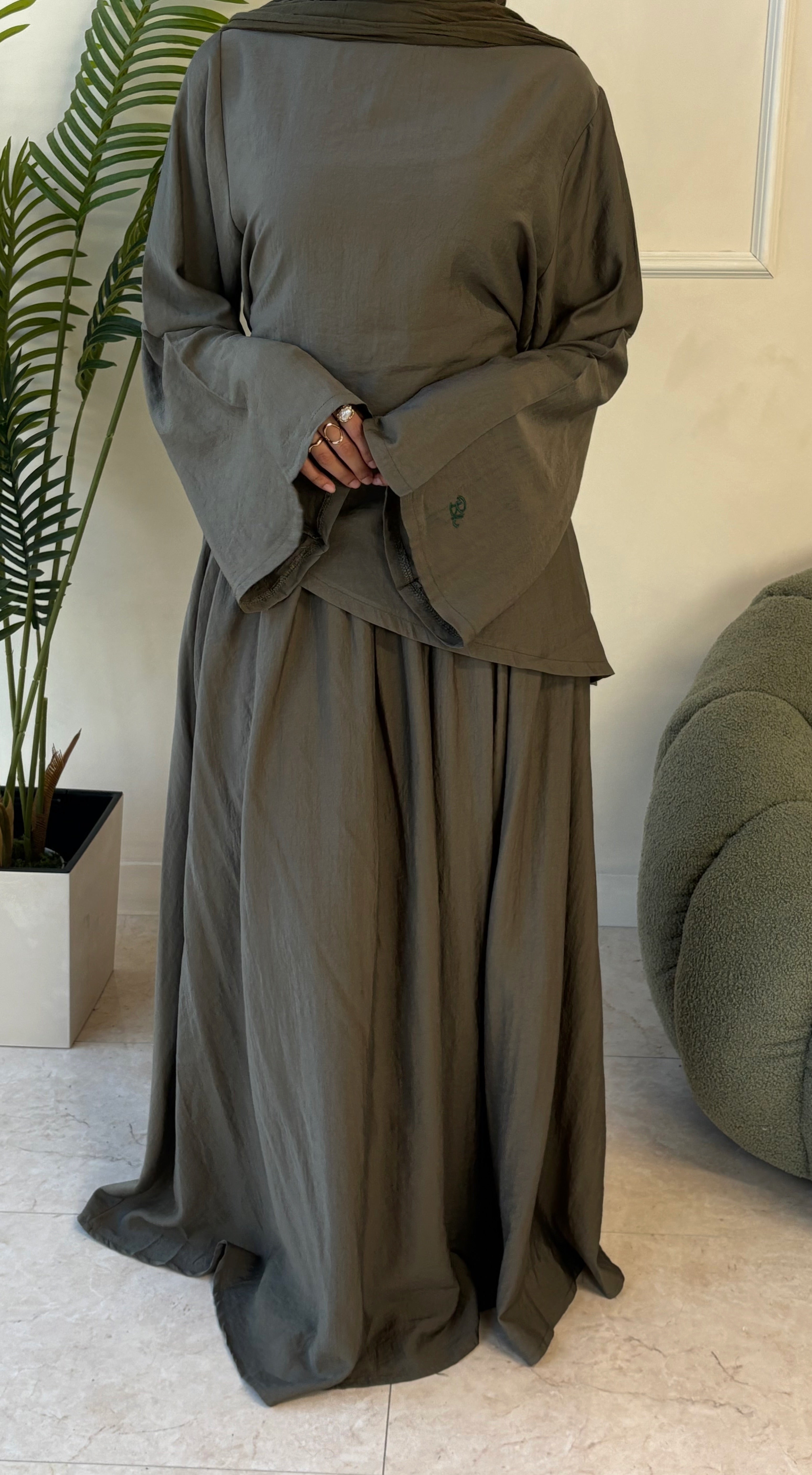 Asymmetrical top and skirt Coord set - Green