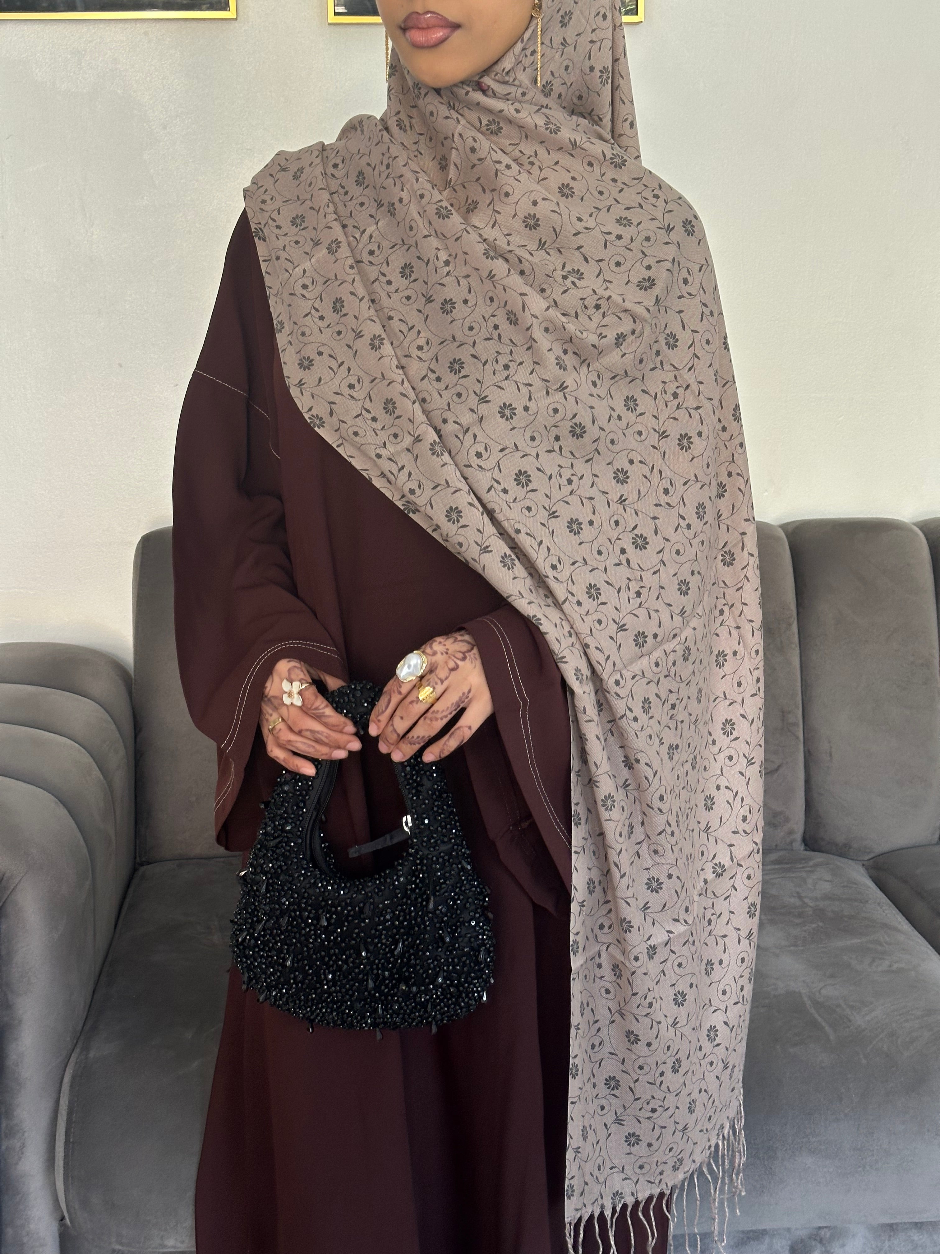 Printed Hijab - Neutral Brown