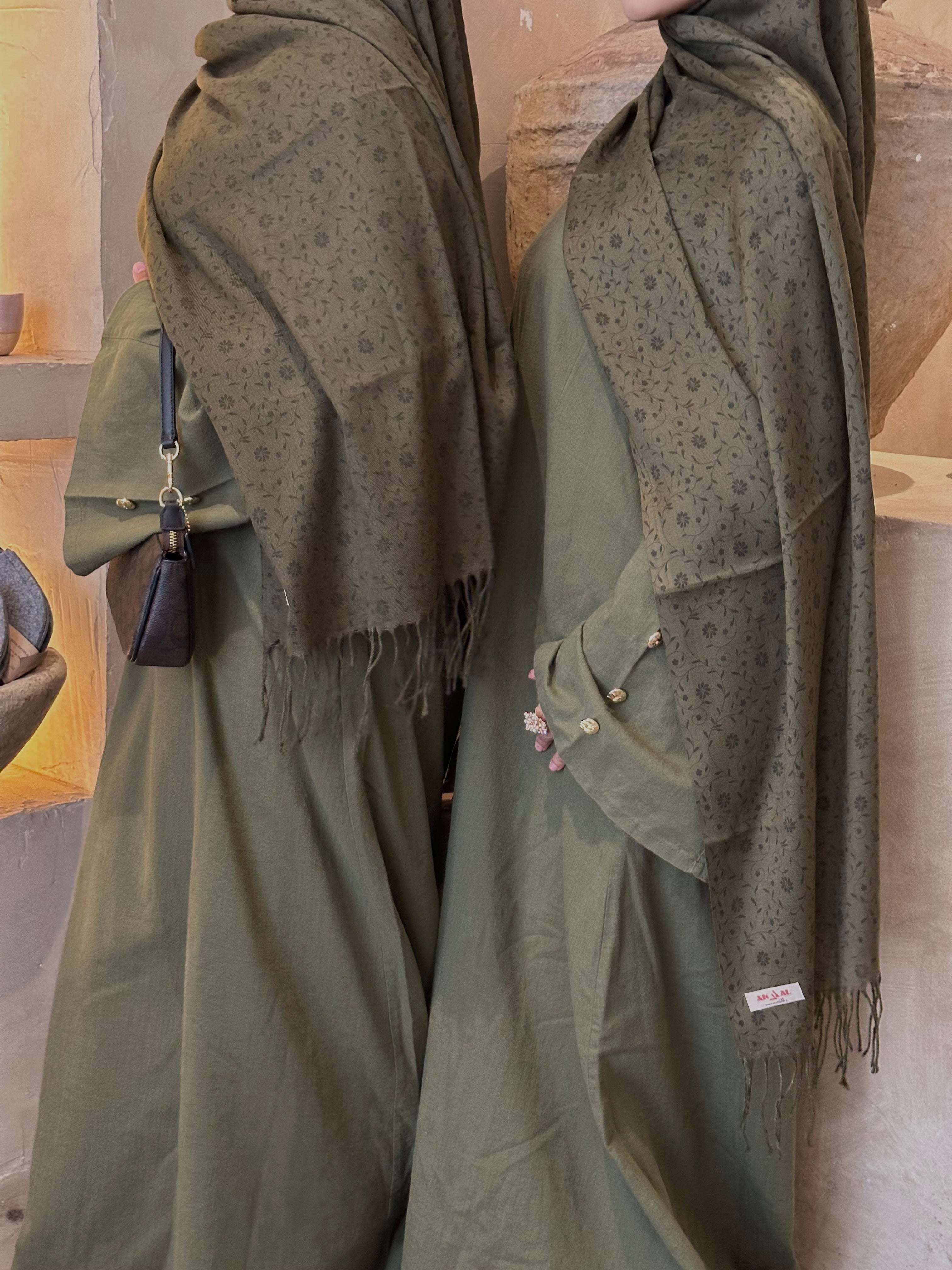 Printed Hijab- Khaki Green