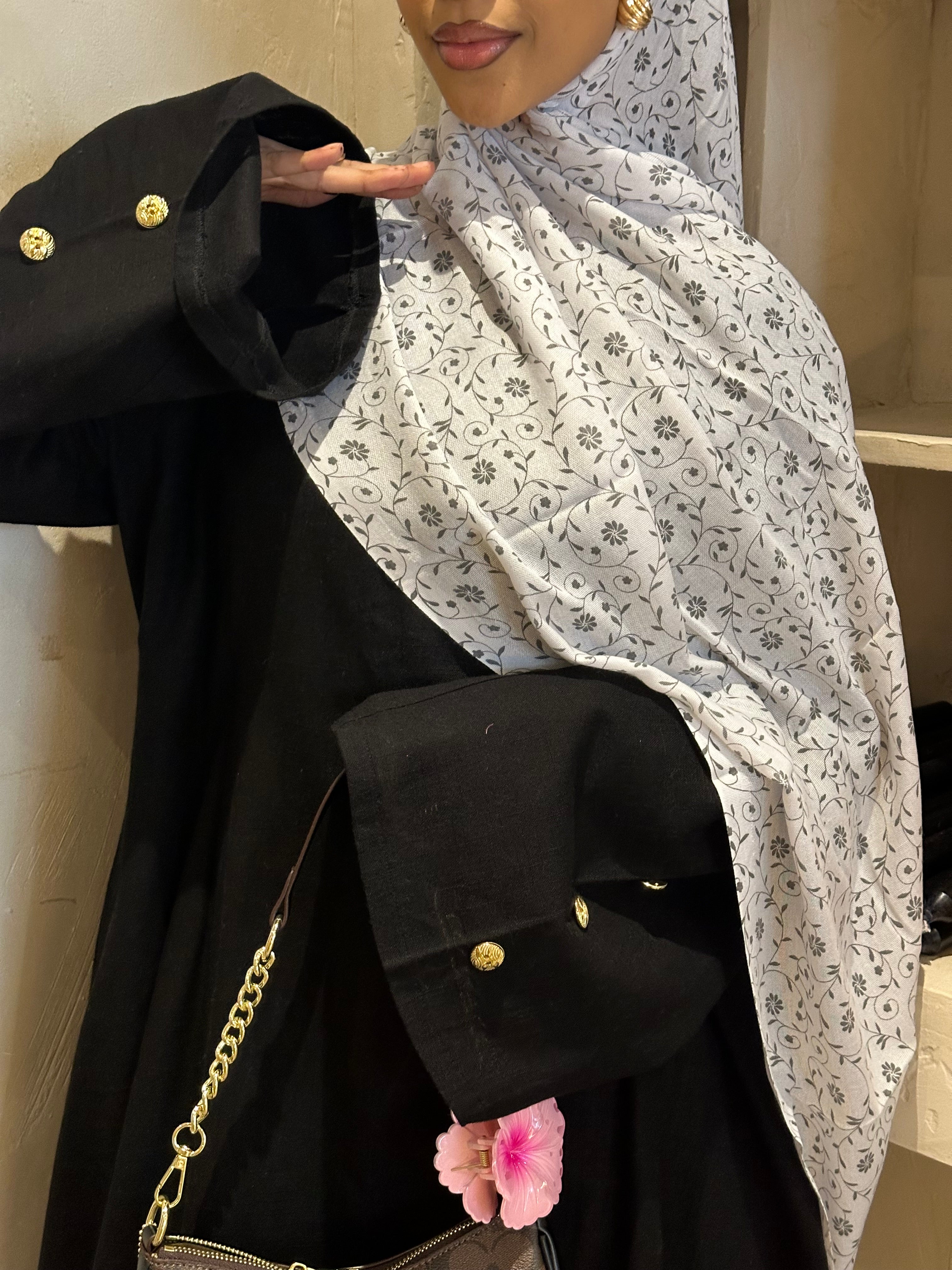 Printed Hijab - White