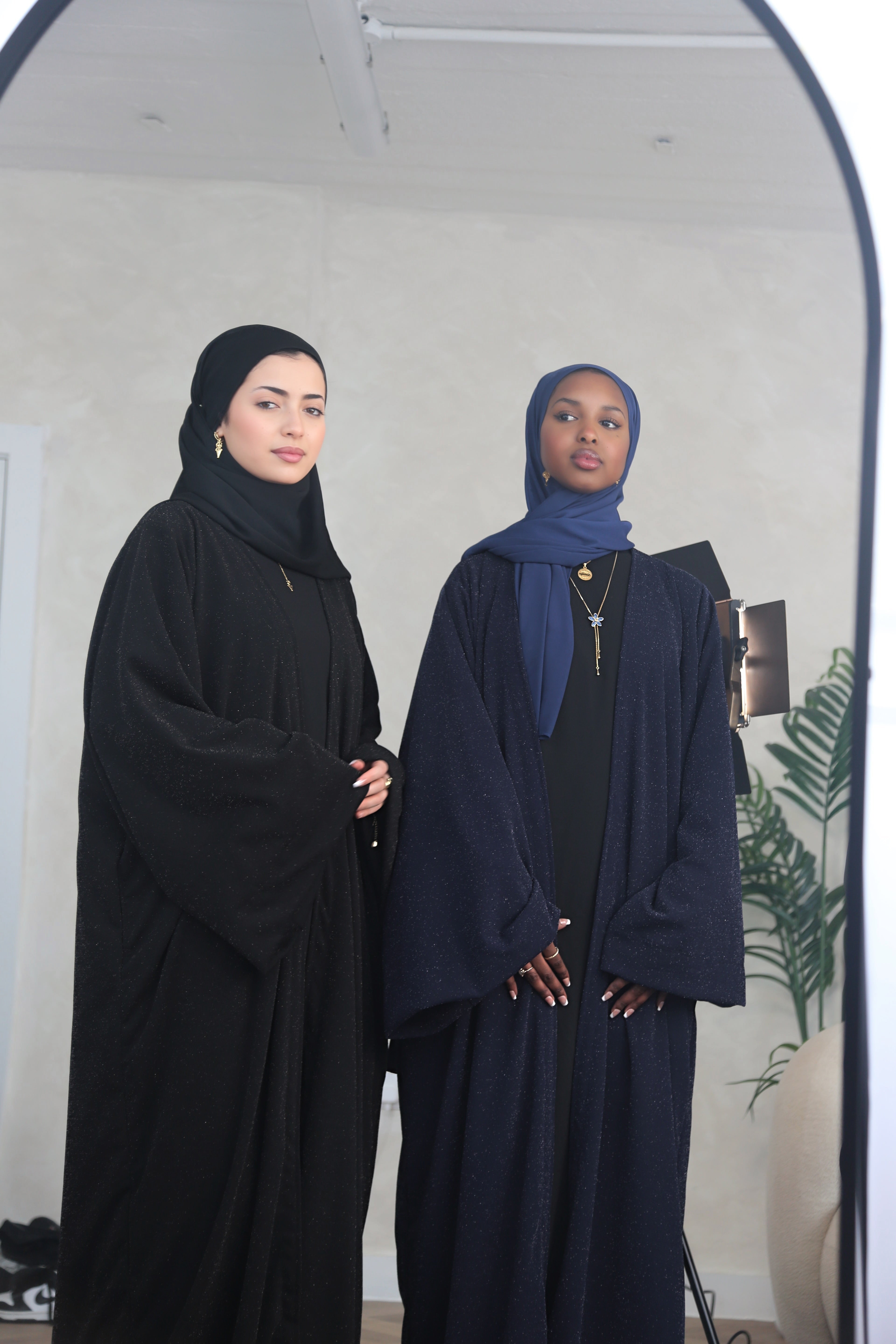 Navy Sparkle Open Abaya