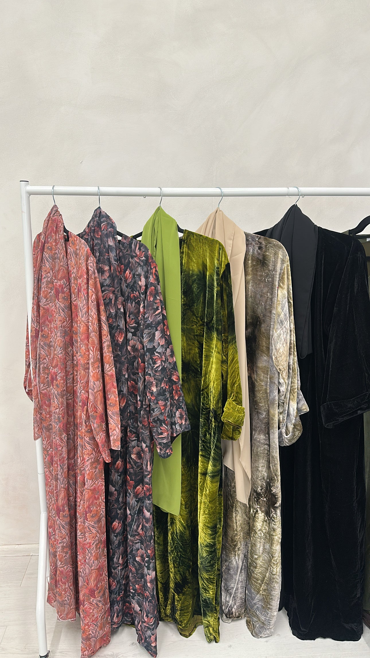 Black Printed Floral Abaya Set