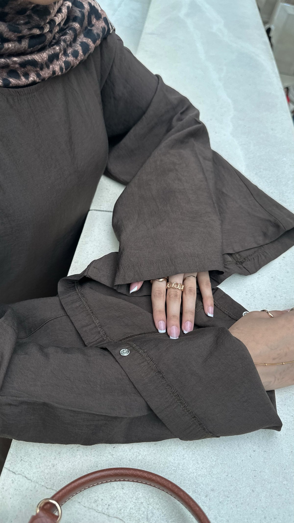 Modal Tie Back Abaya - Brown