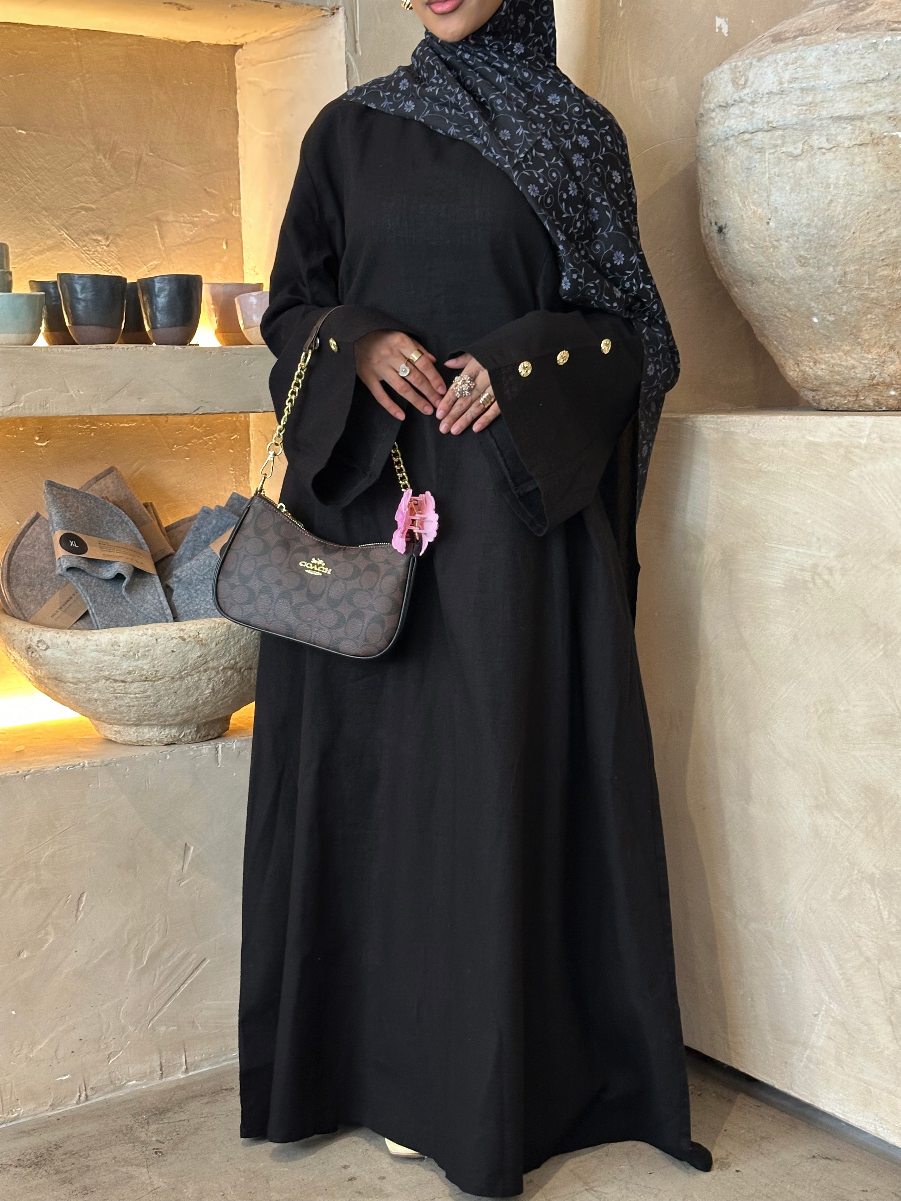 Cotton Abaya - Black