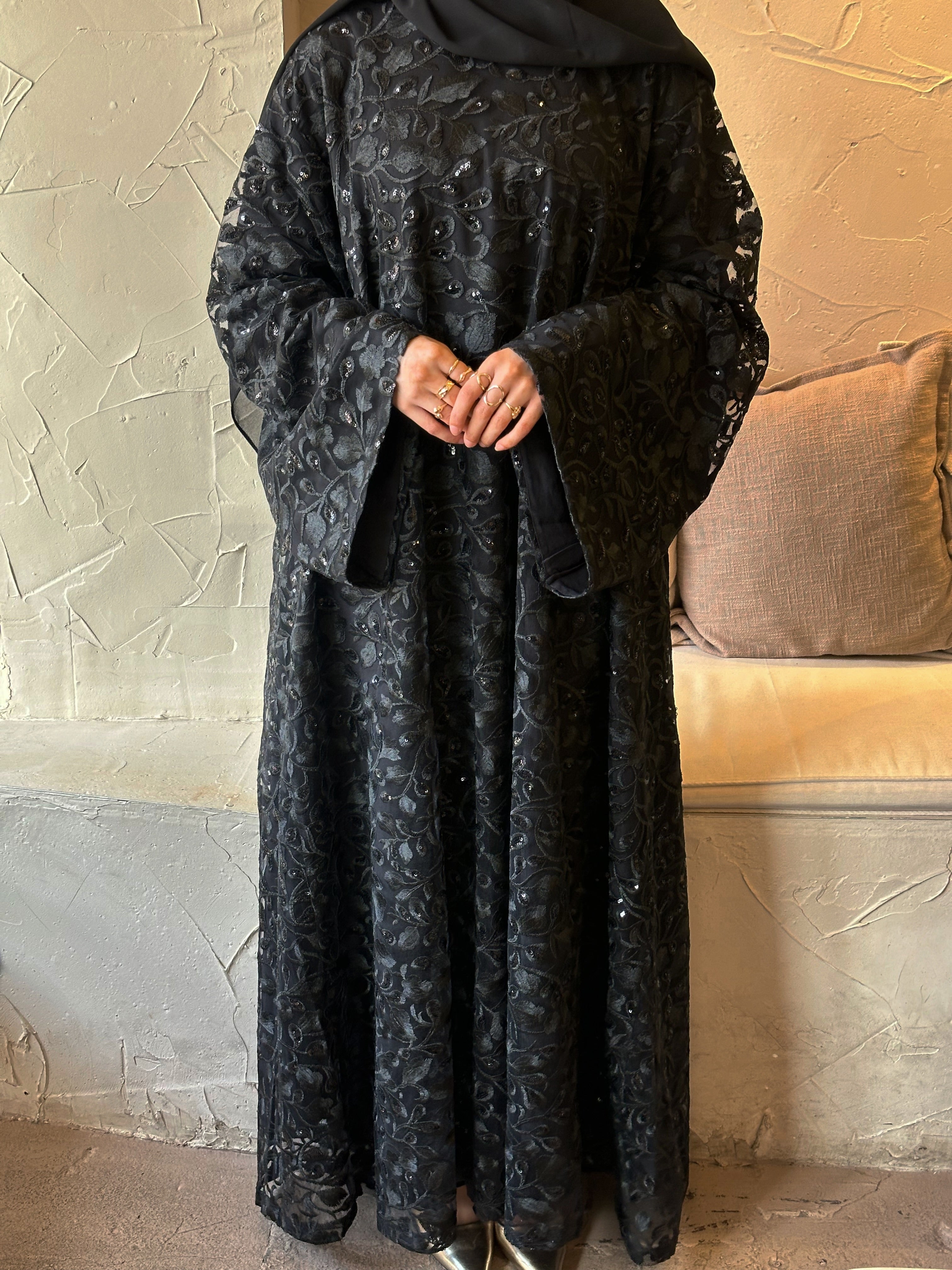 Black Lace Abaya