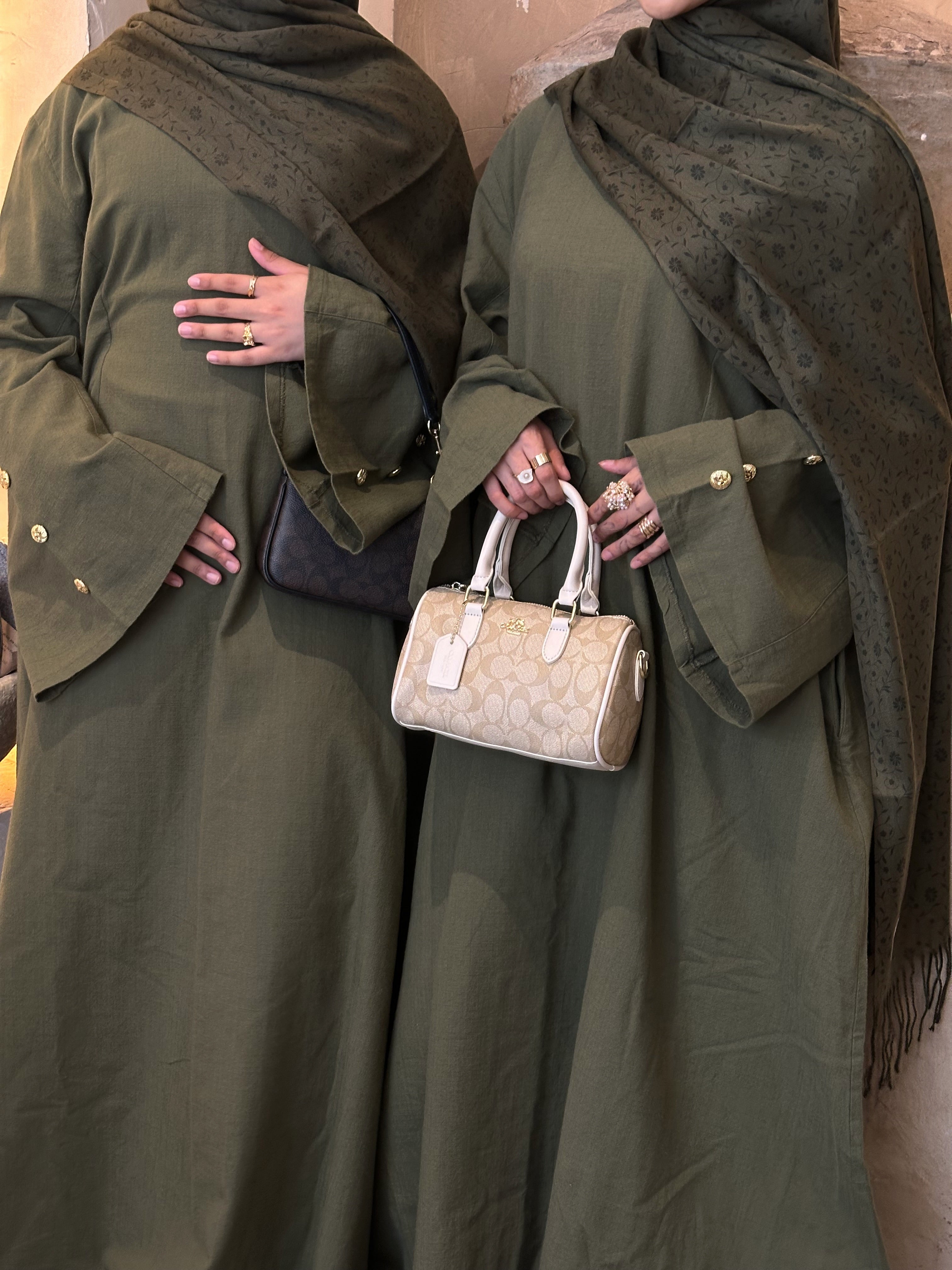 Cotton Abaya - Khaki Green