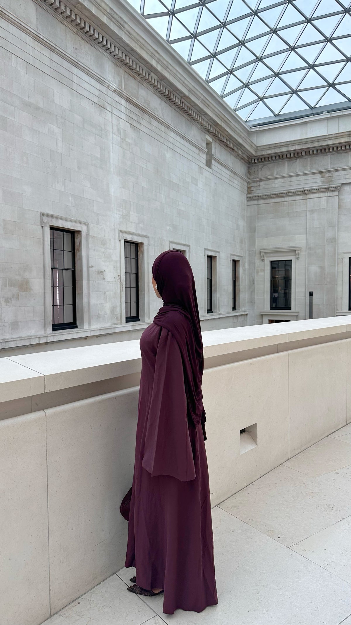 Modal Tie Back Abaya - Plum