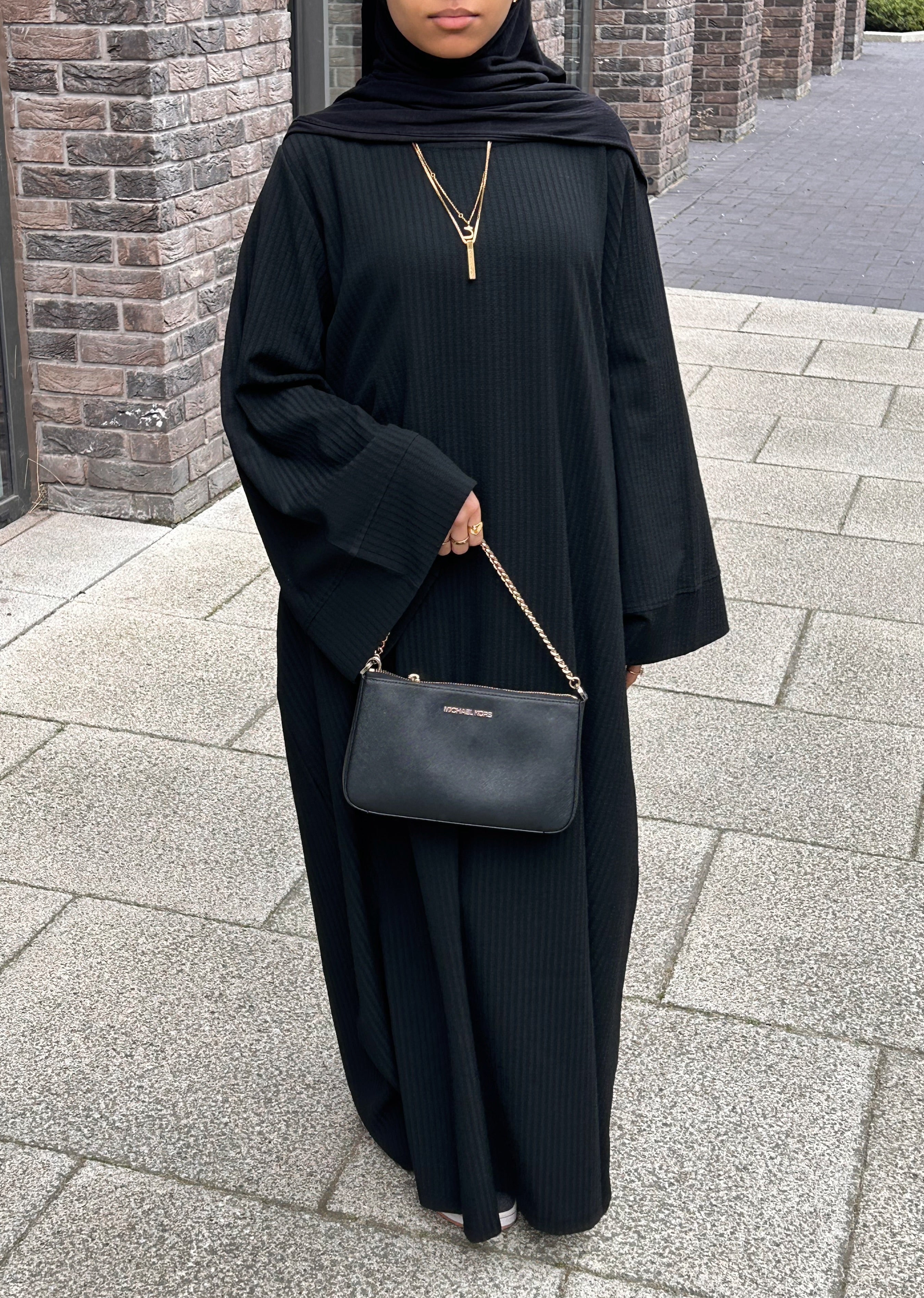 Black Ribbed Abaya
