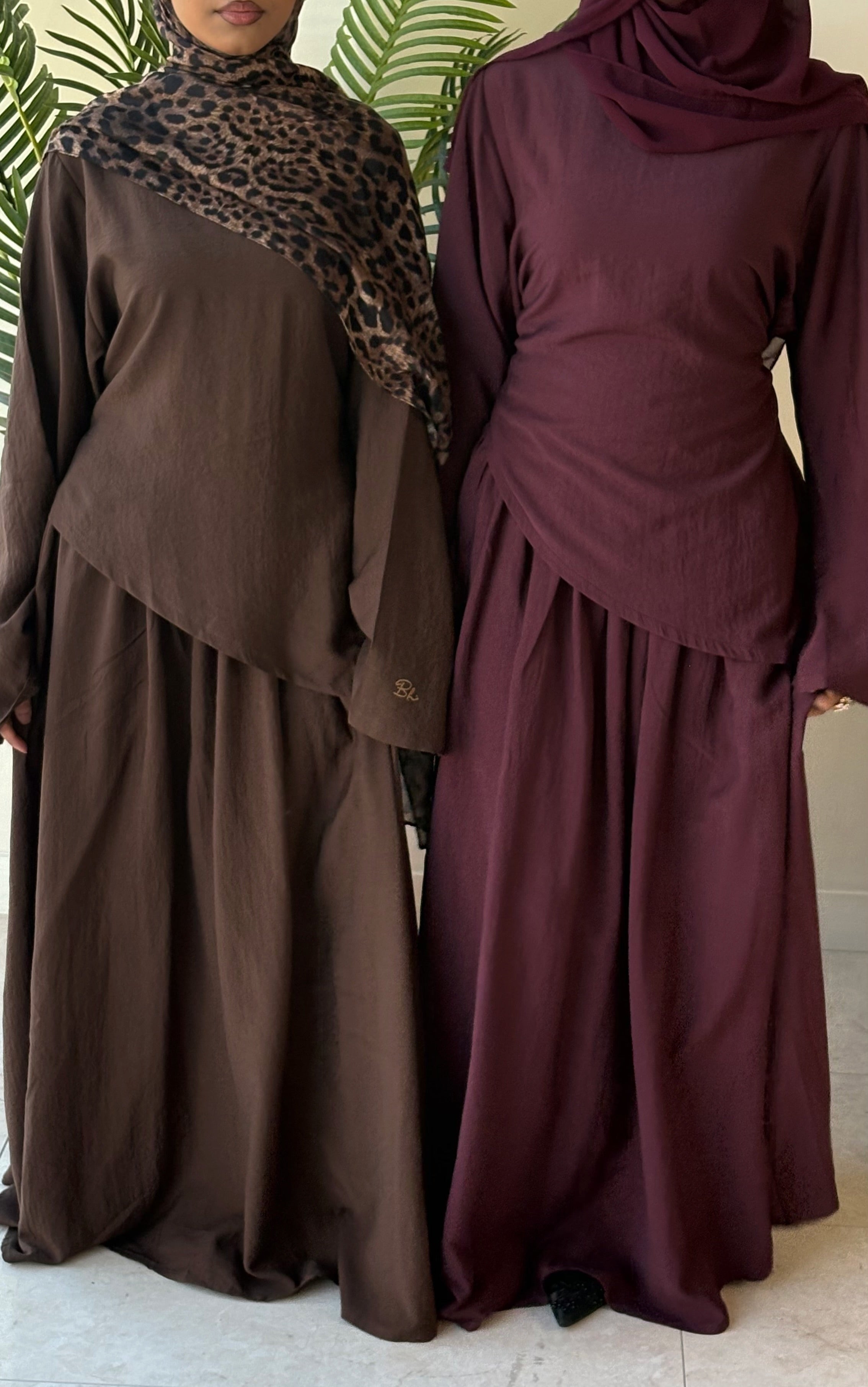 Asymmetrical top and skirt Coord set - Brown