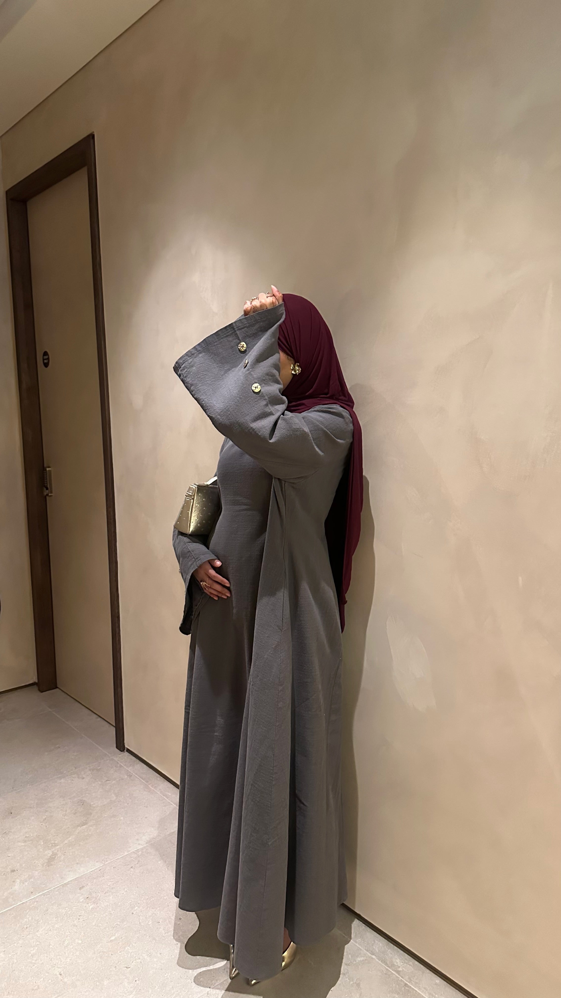 Cotton Abaya - Grey