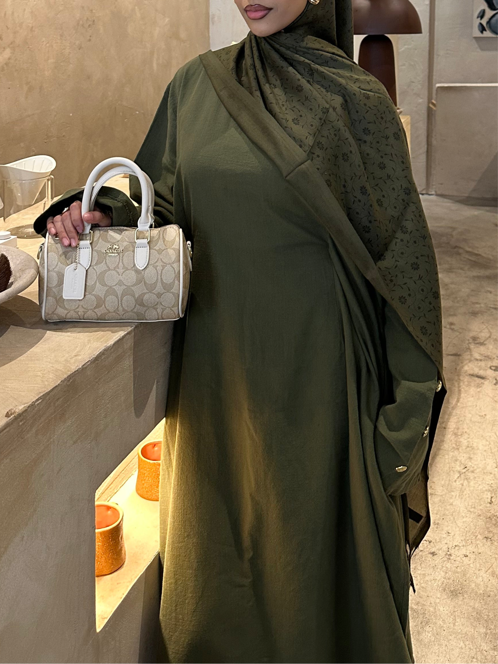 Printed Hijab- Khaki Green