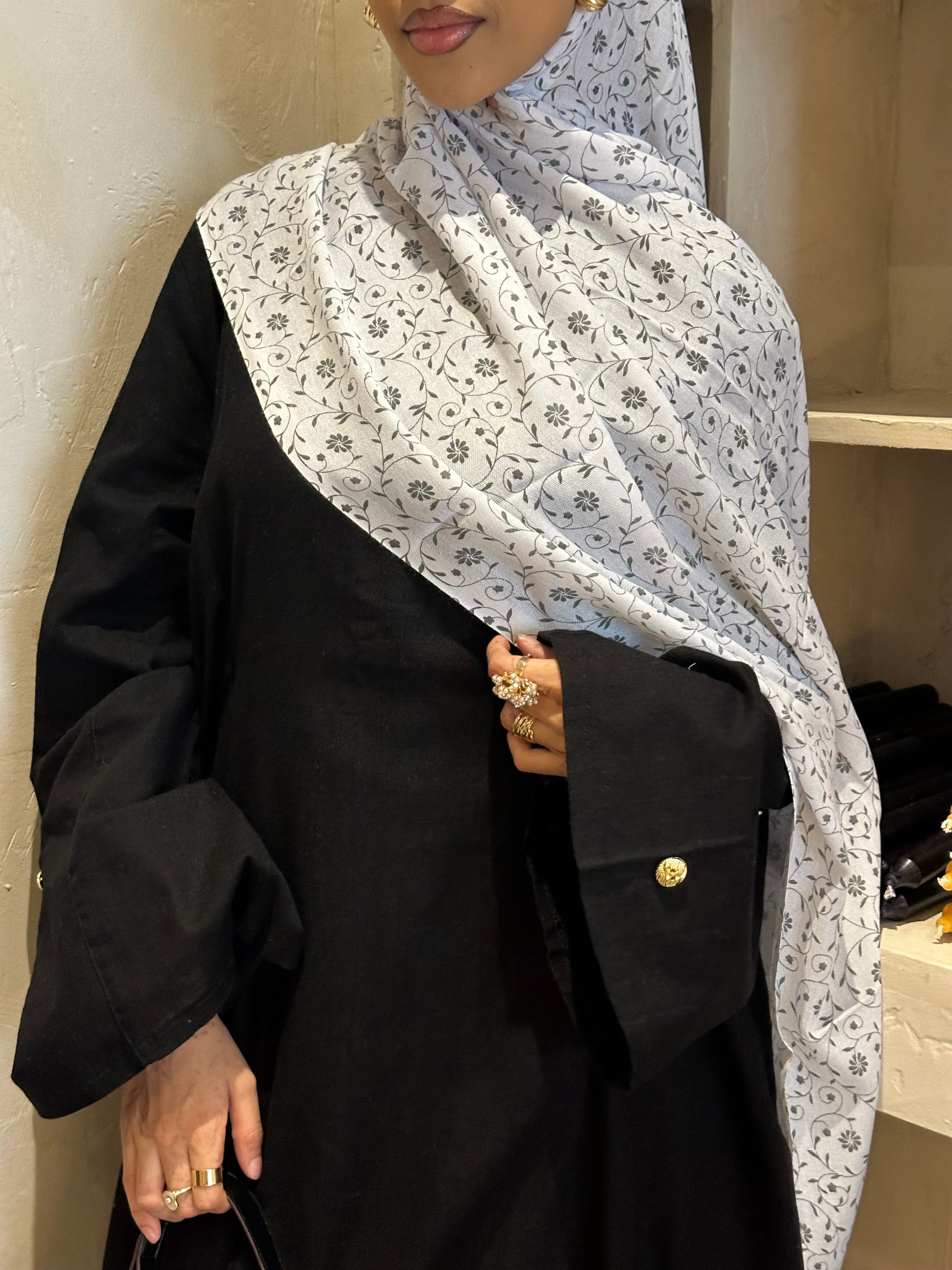 Printed Hijab - White