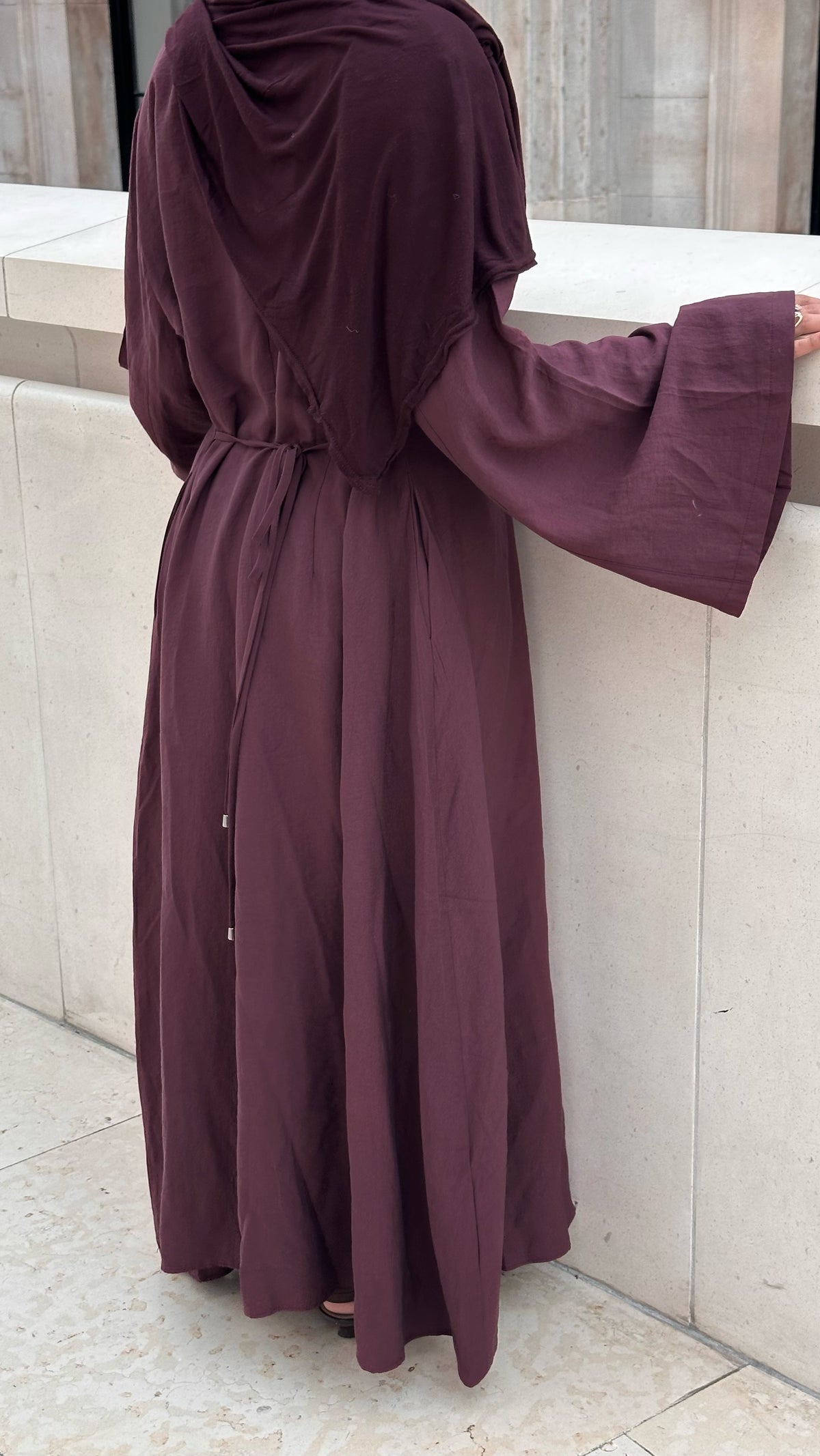 Modal Tie Back Abaya - Plum