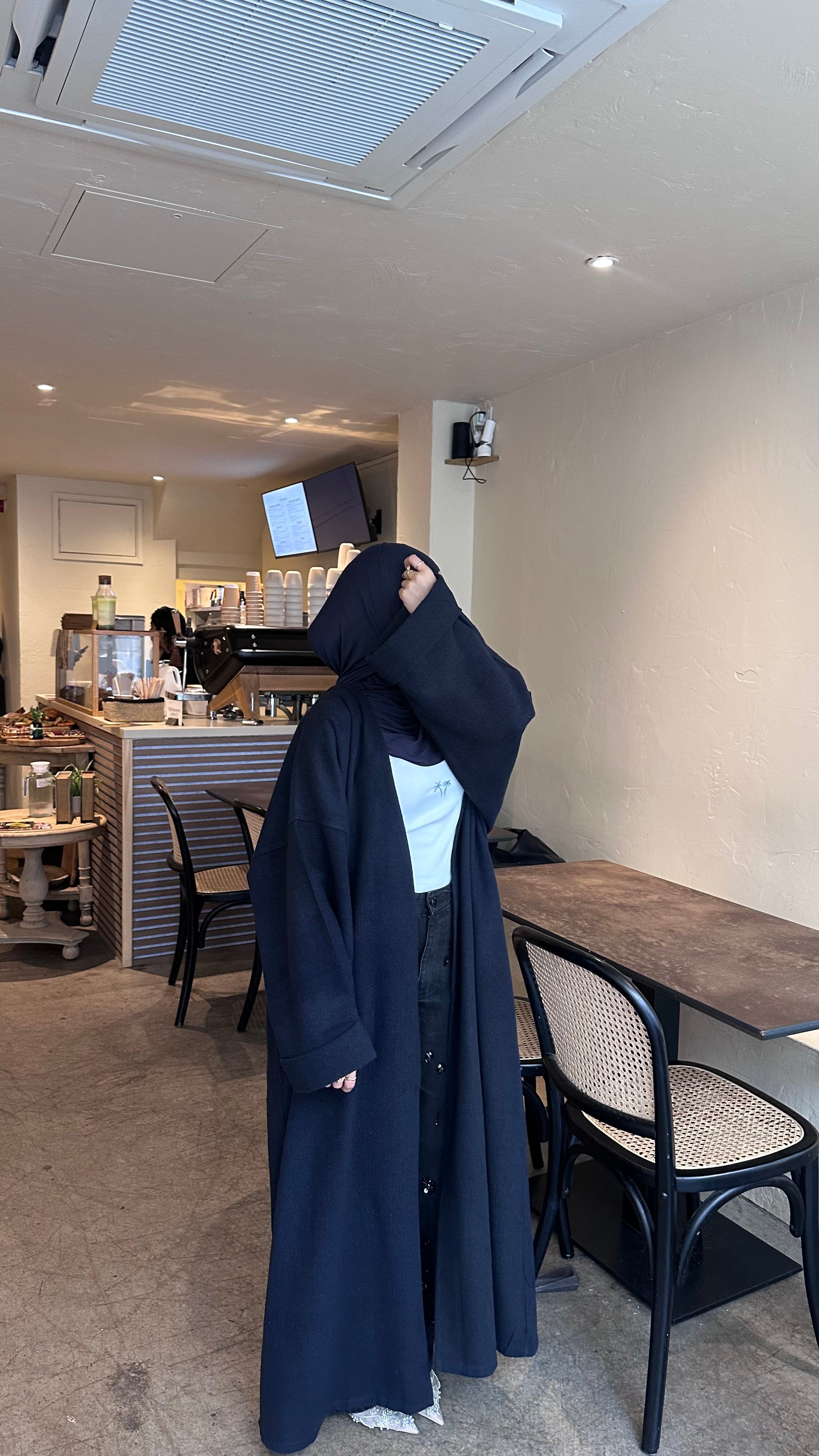 Blended Navy Abaya Coat