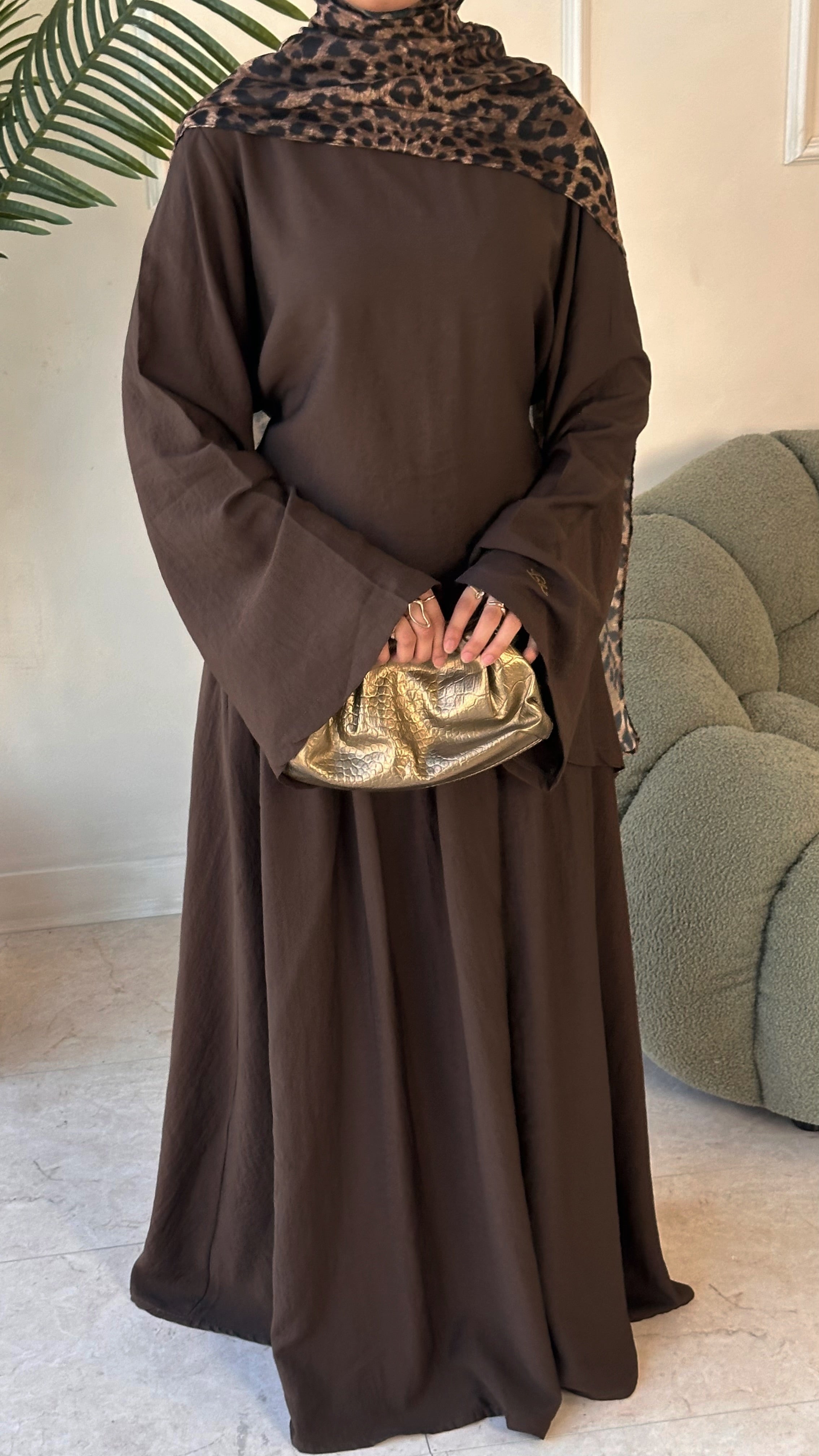 Asymmetrical top and skirt Coord set - Brown