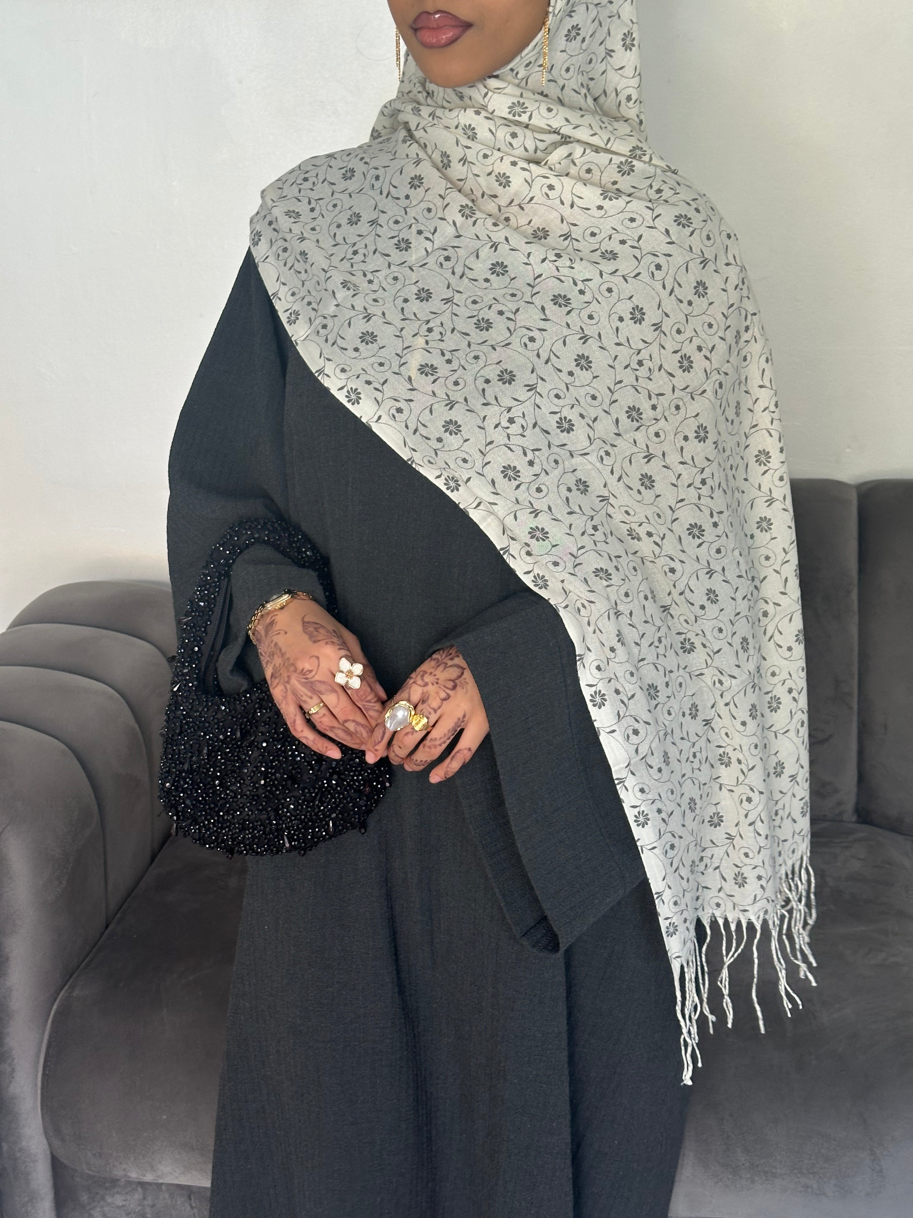 Printed Hijab - Off White