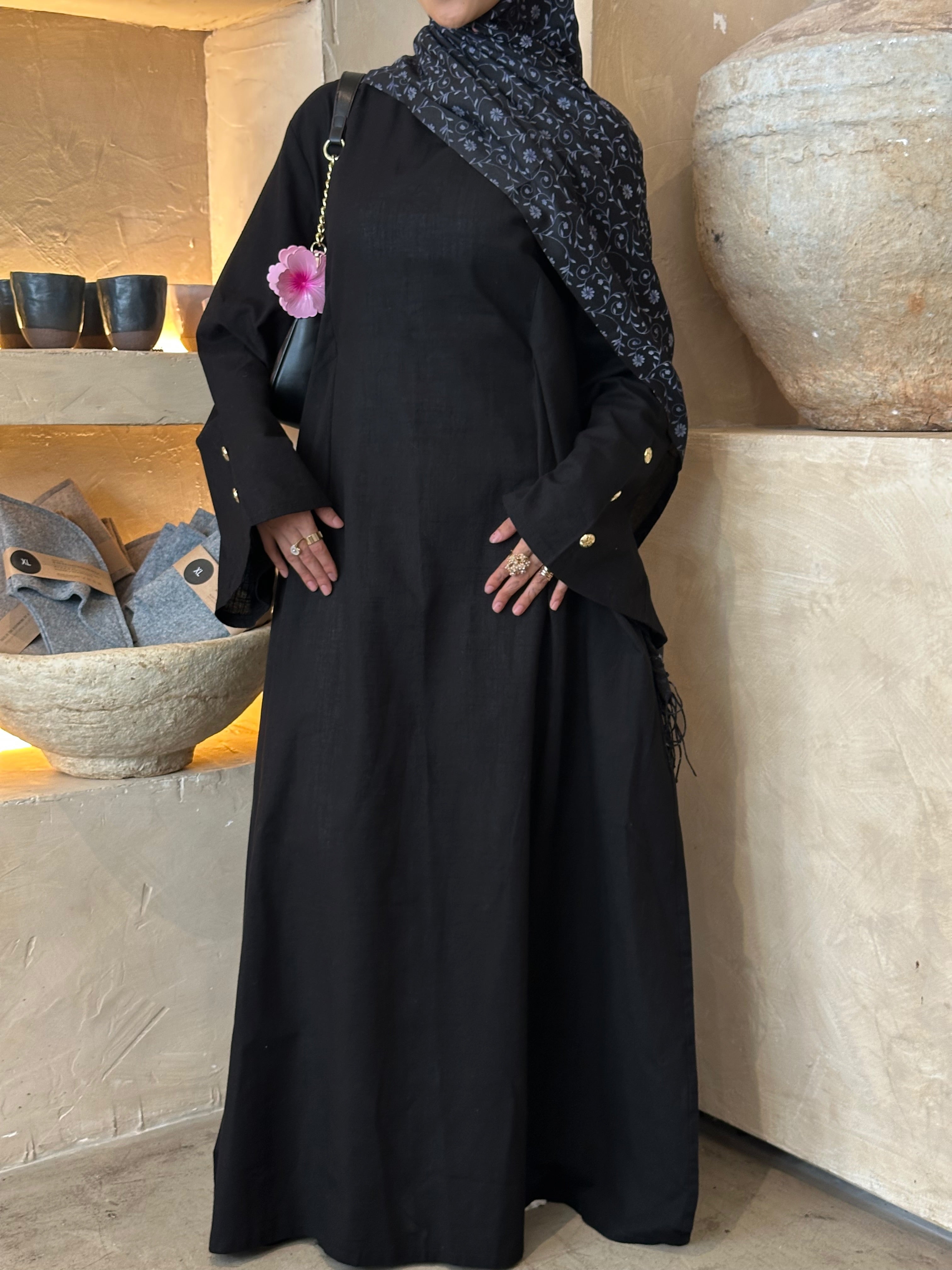 Cotton Abaya - Black