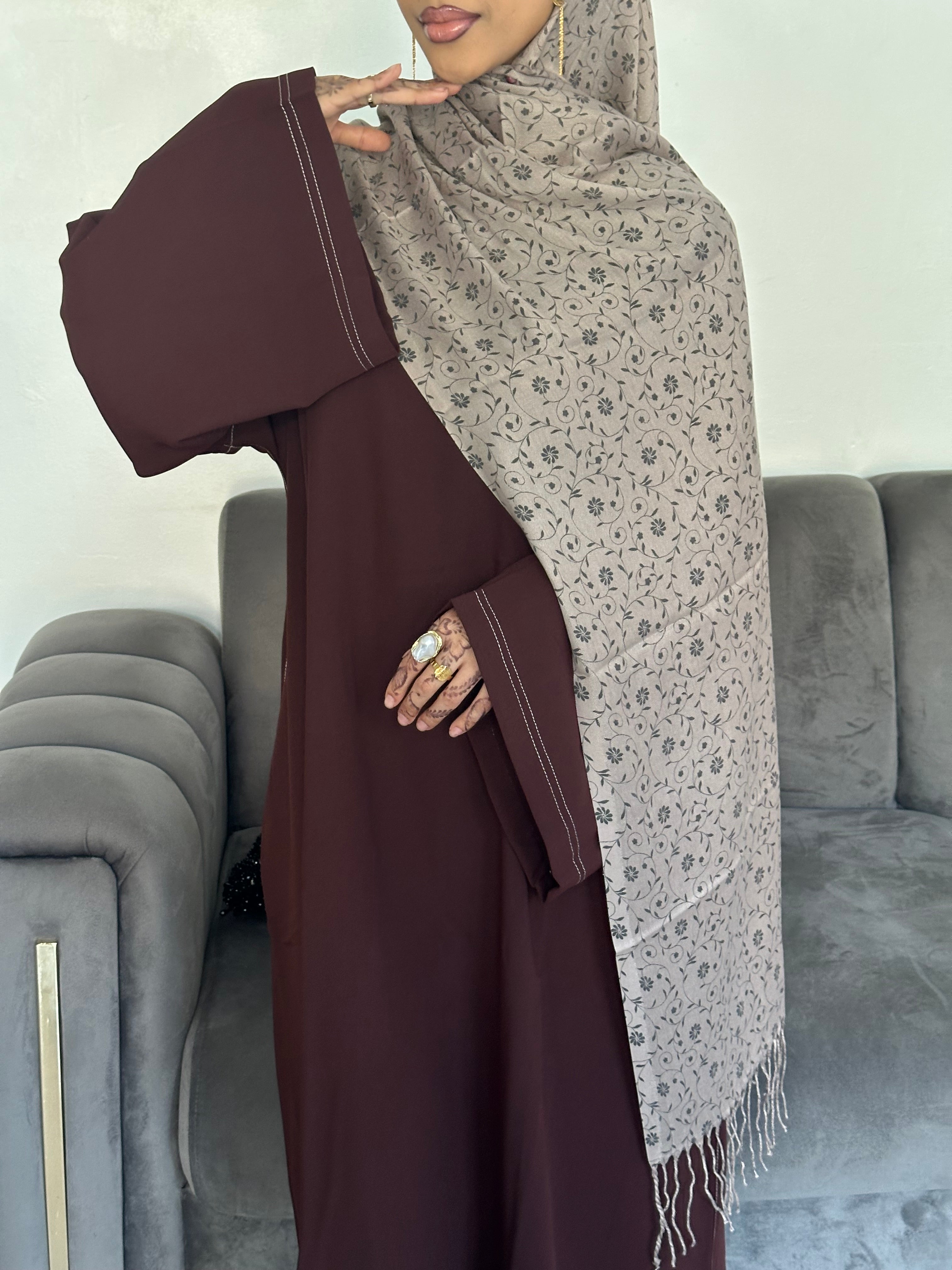Printed Hijab - Neutral Brown