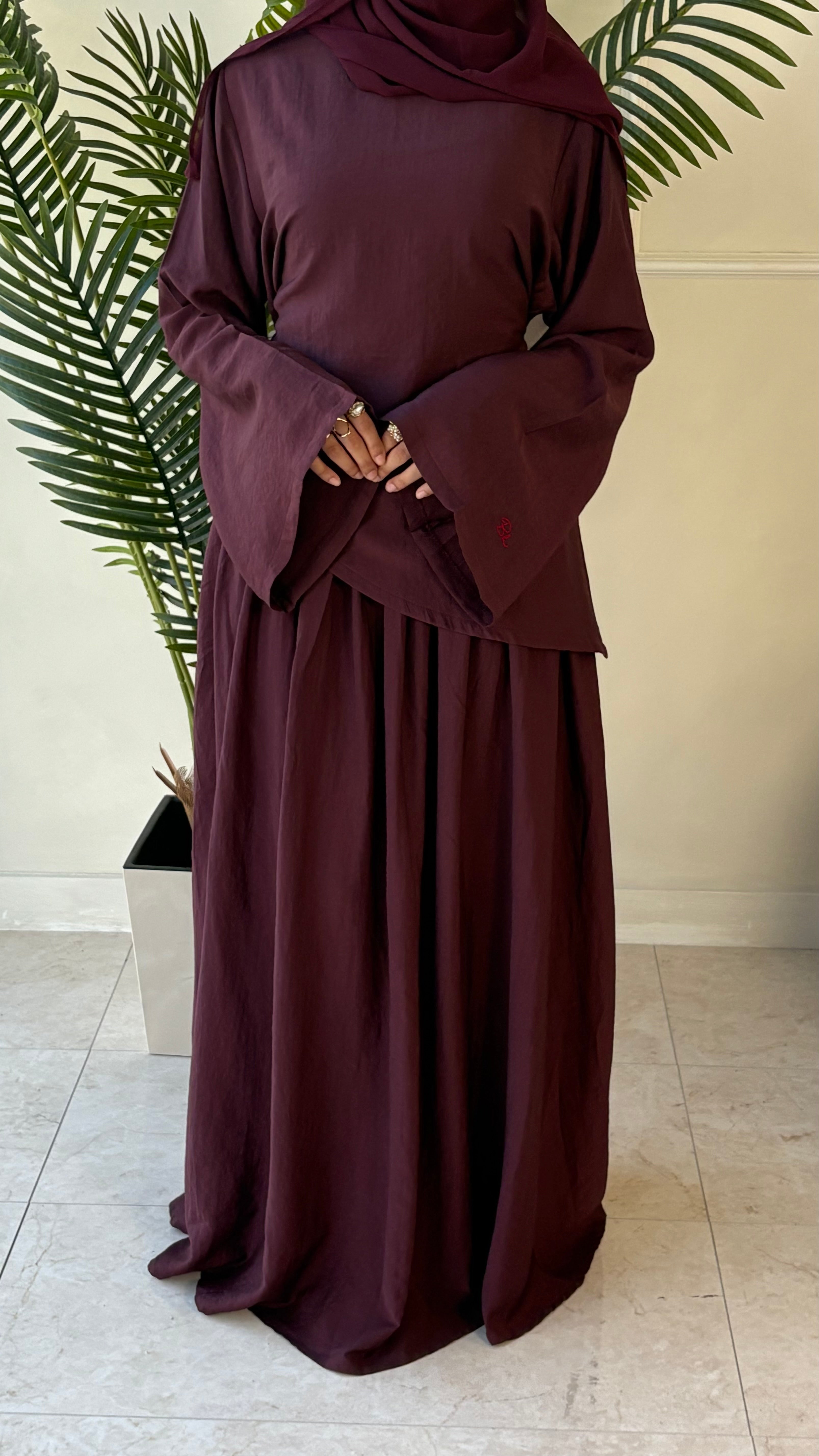 Asymmetrical top and skirt Coord set - Plum