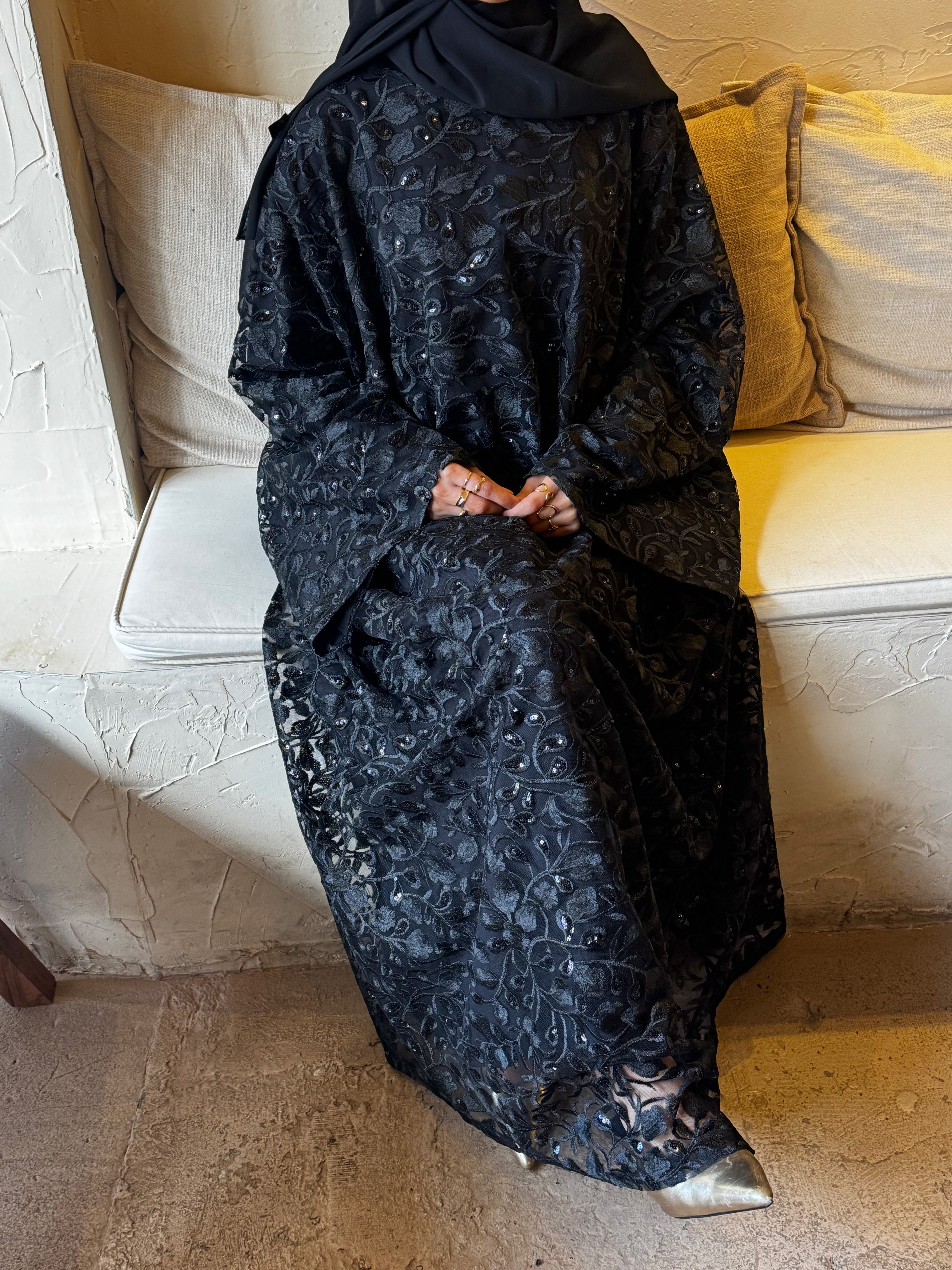 Black Lace Abaya