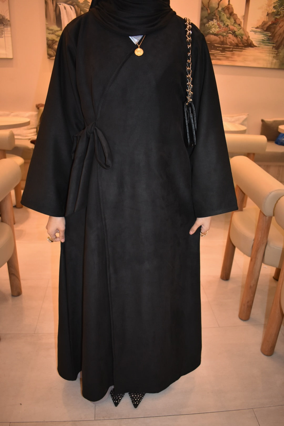 Black Suede abaya