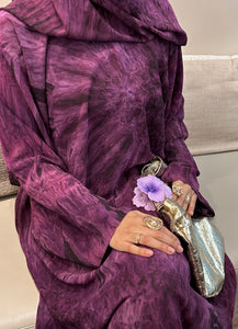 Printed Chiffon Abaya Set (Closed) - Purple