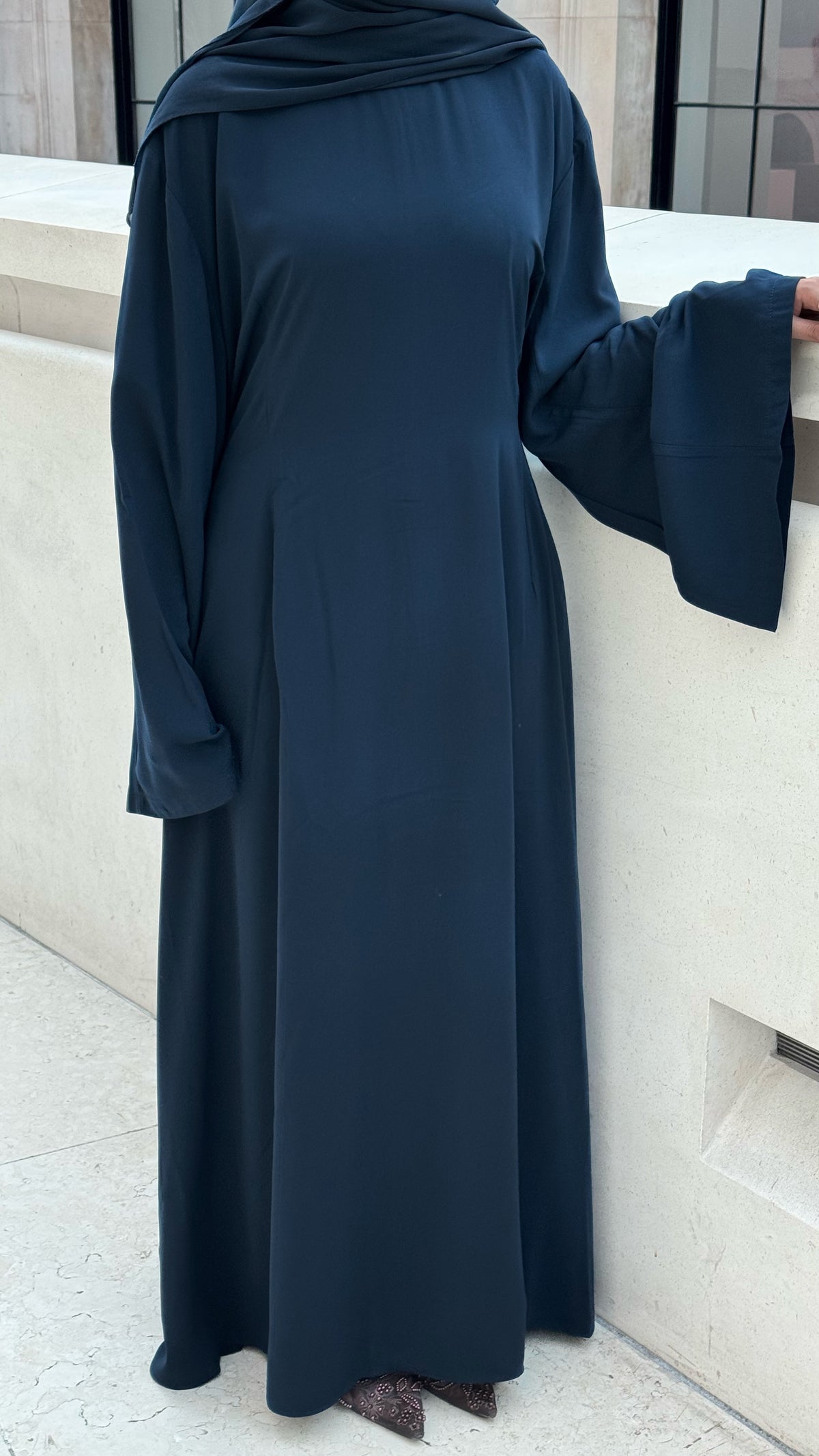 Crepe Tie Back Abaya - Teal