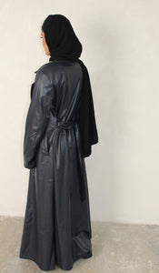 Leather Trench Coat - Black