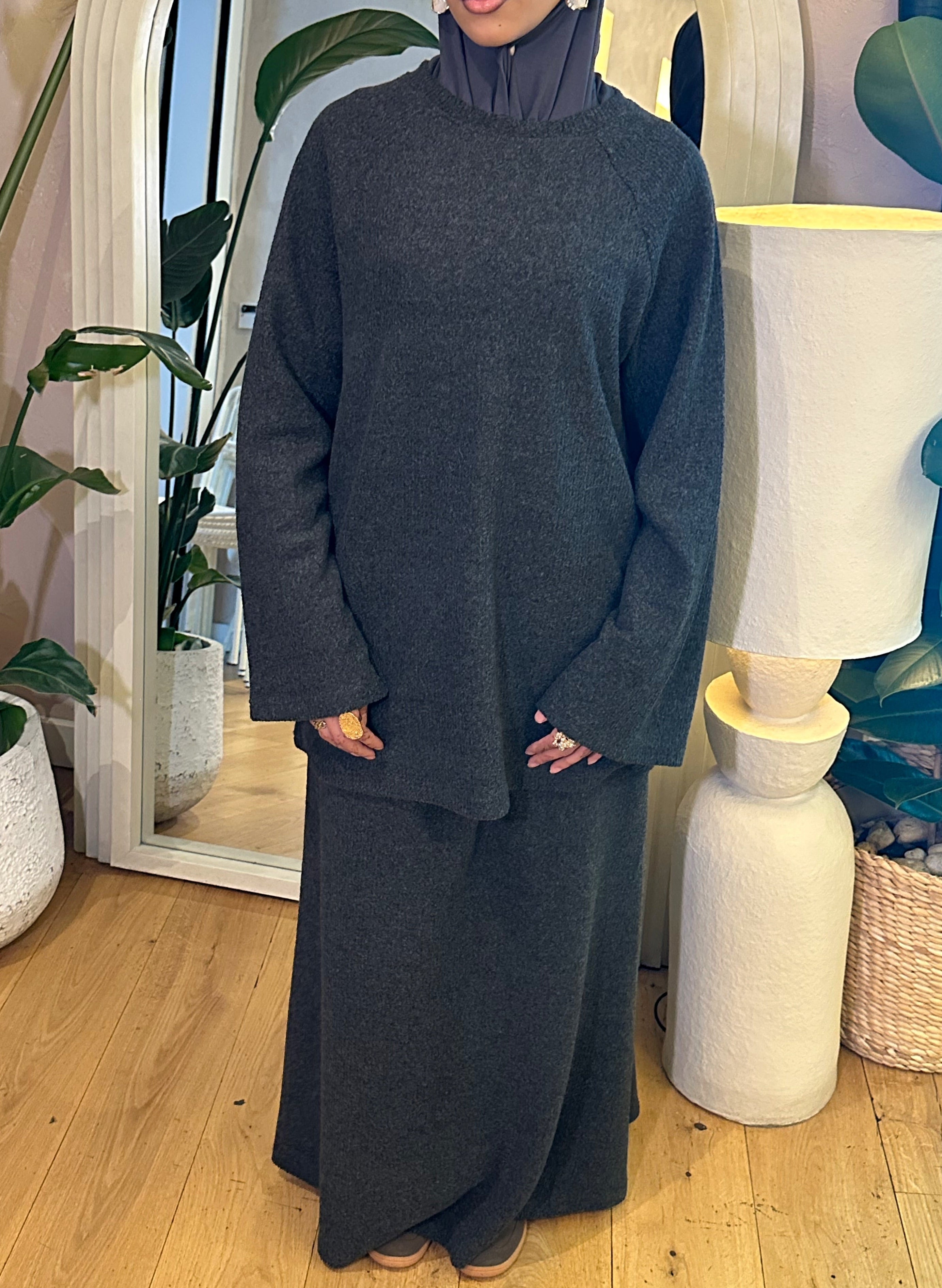 Corduroy Two Piece Set – Dark Grey