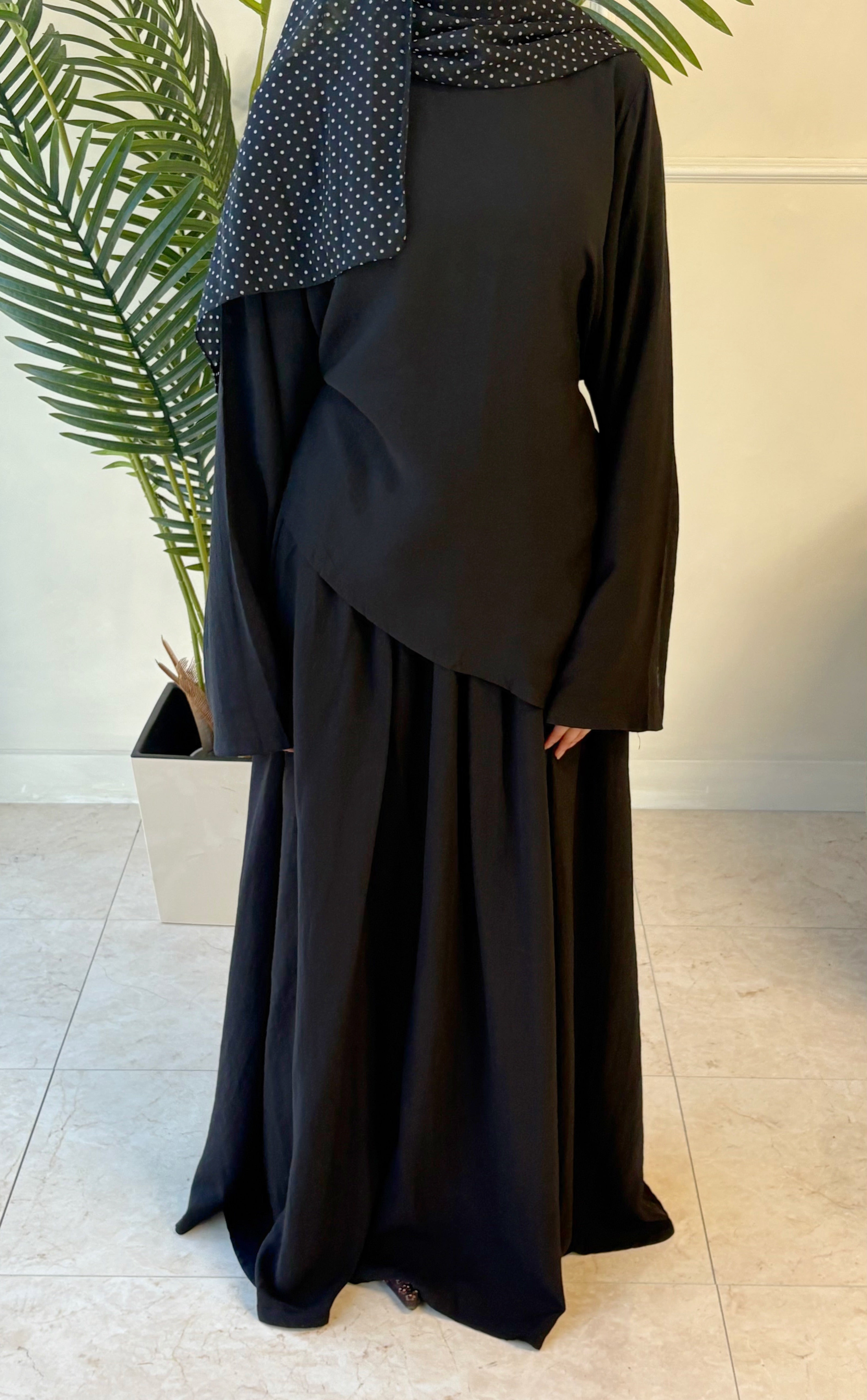 Asymmetrical top and skirt Coord set - Black