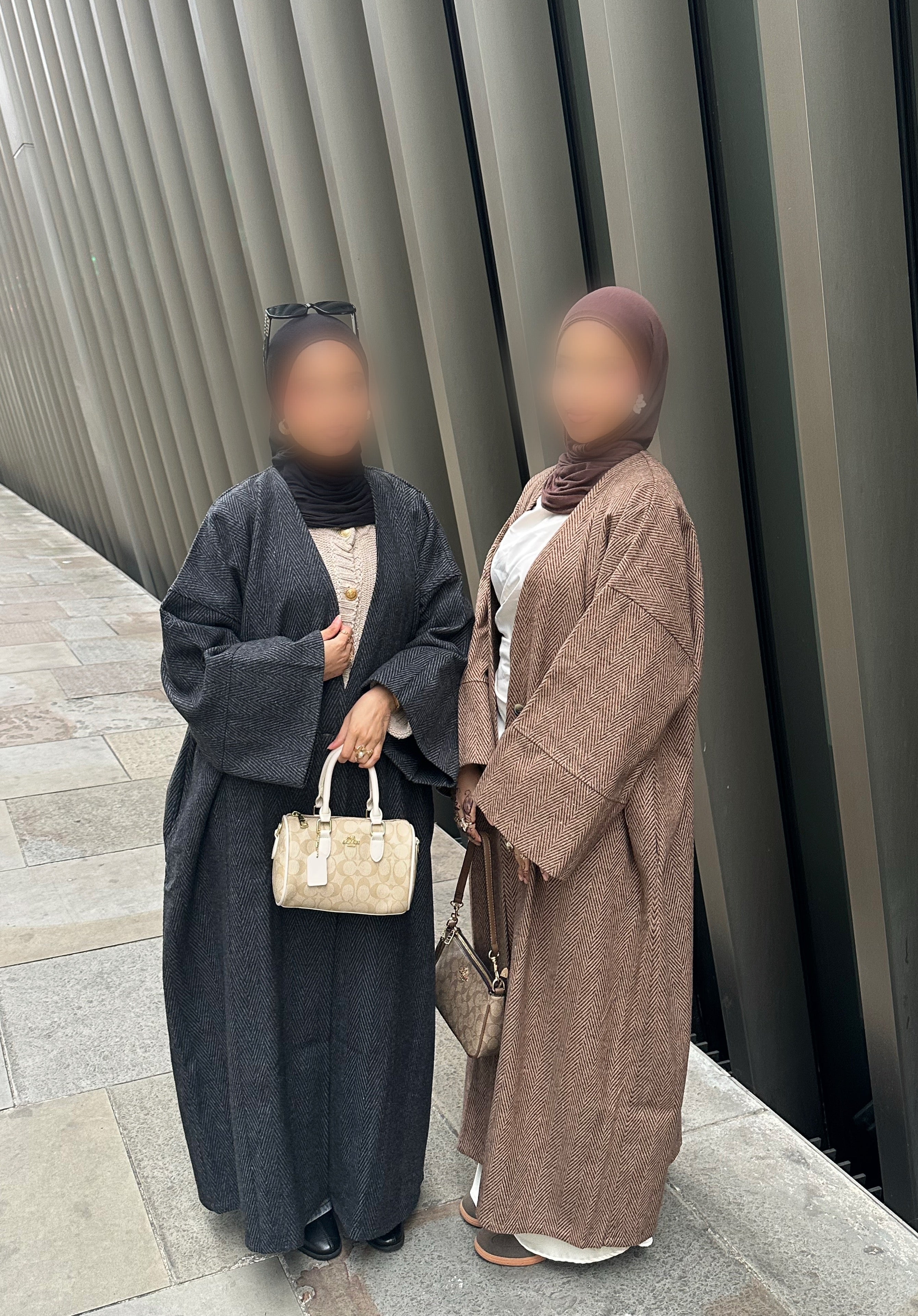 Herringbone Abaya Coat - Brown