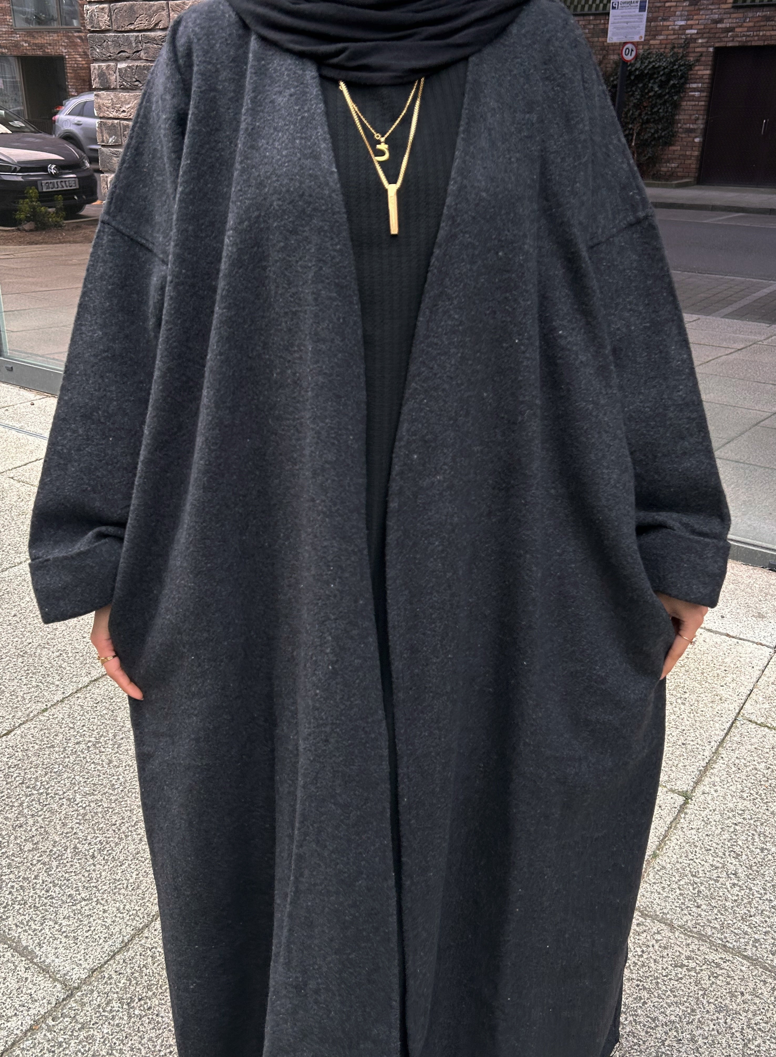 Blended Abaya coat - Charcoal Black