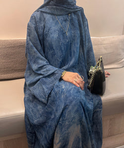 Printed Chiffon Abaya Set (Closed) - Blue