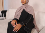 Load image into Gallery viewer, Black Yasmin Closed Abaya with White Contrast Stitching
