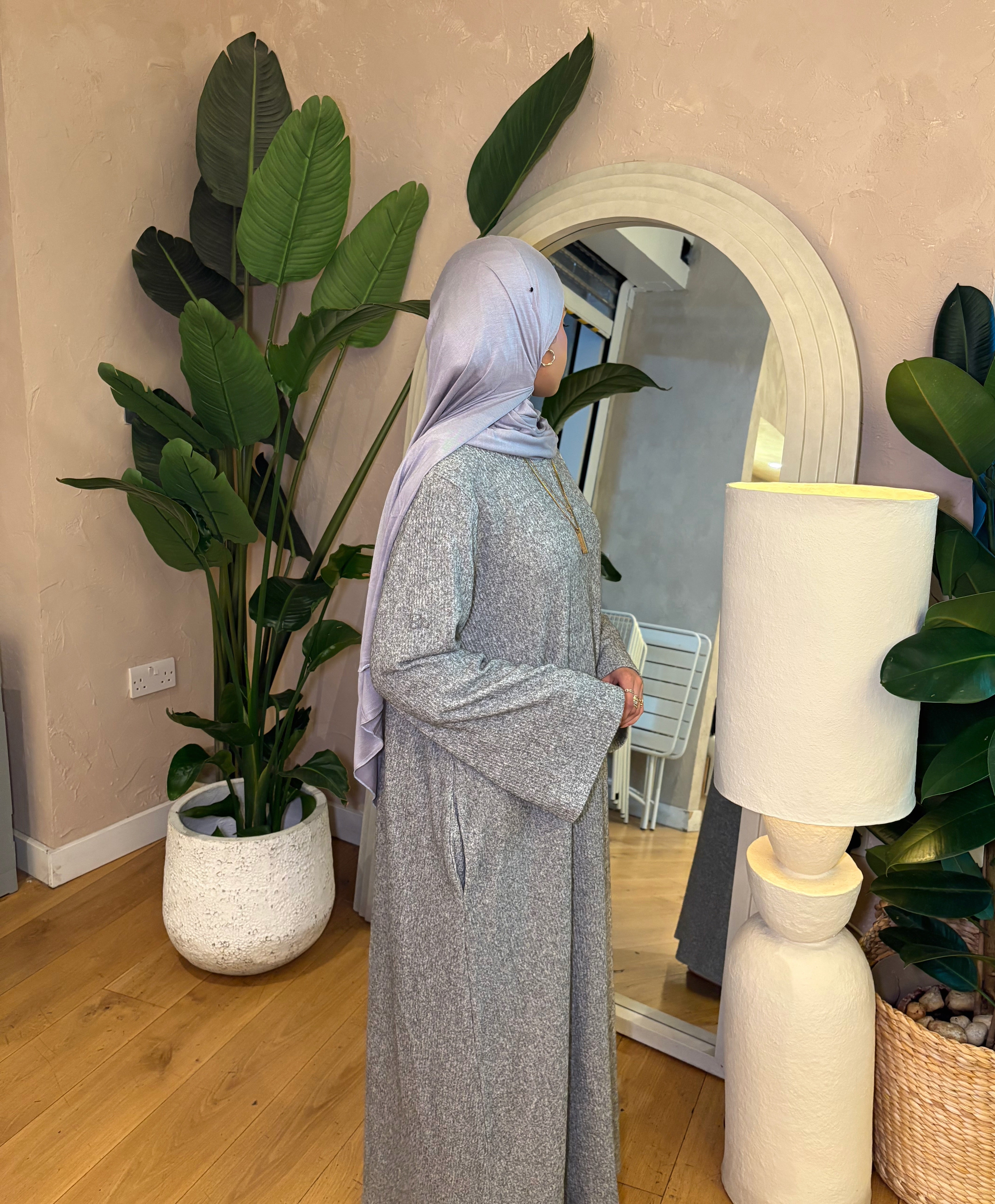 Knitted ribbed dress - Light Grey