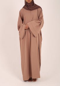 Mocha Dubai Fabric Closed Abaya with Zip