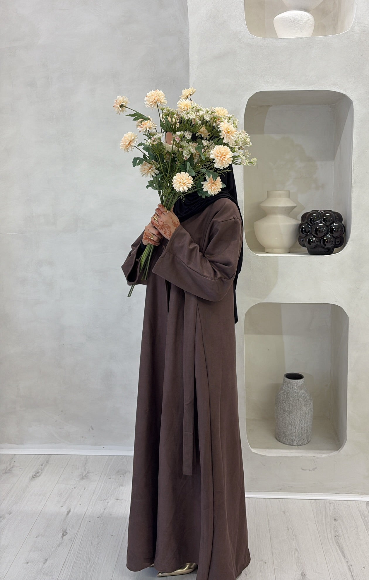 Chocolate Brown Suede abaya