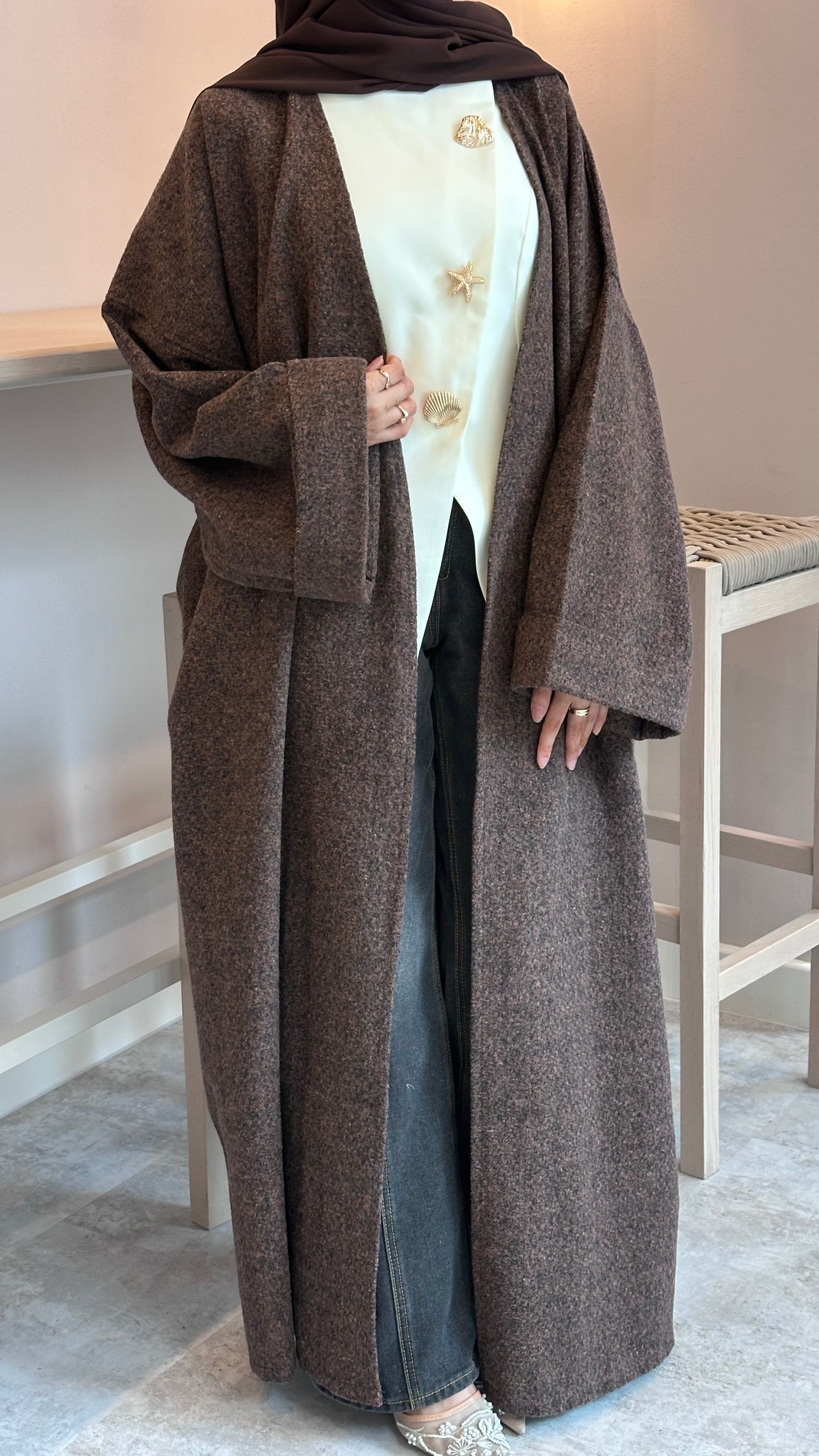 Blended Brown Abaya coat