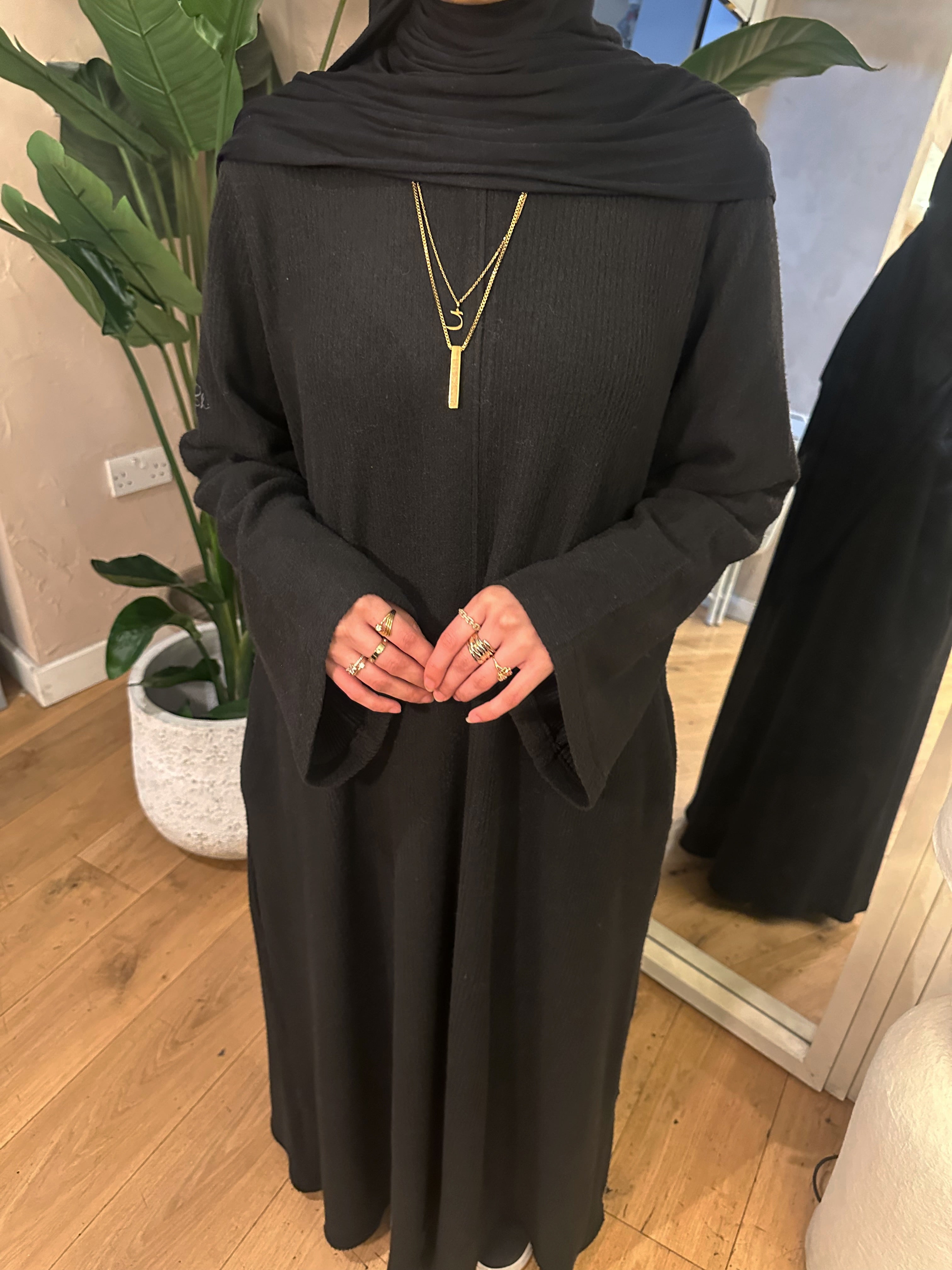 Knitted ribbed dress - Black