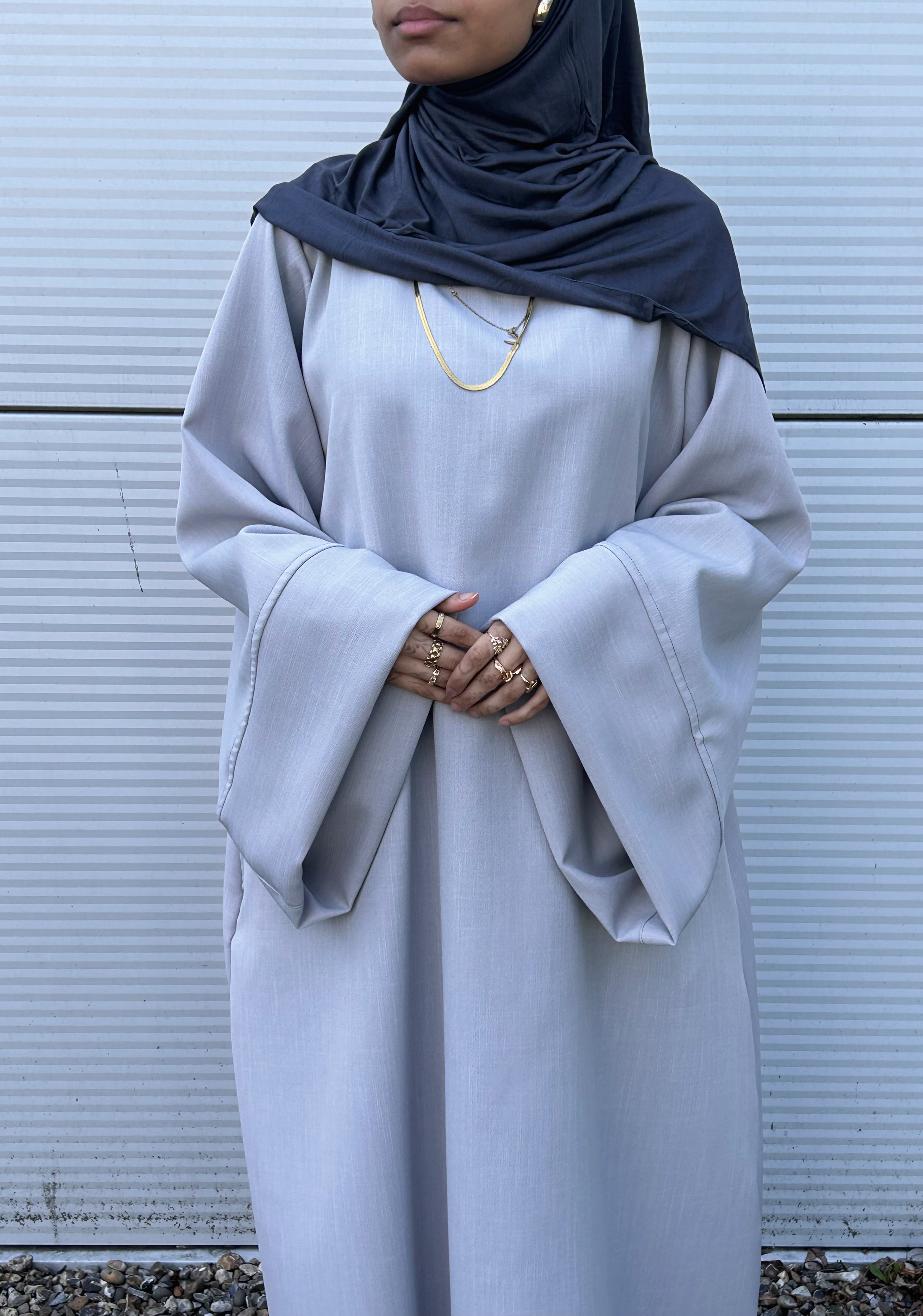 Grey Wide sleeve Abaya