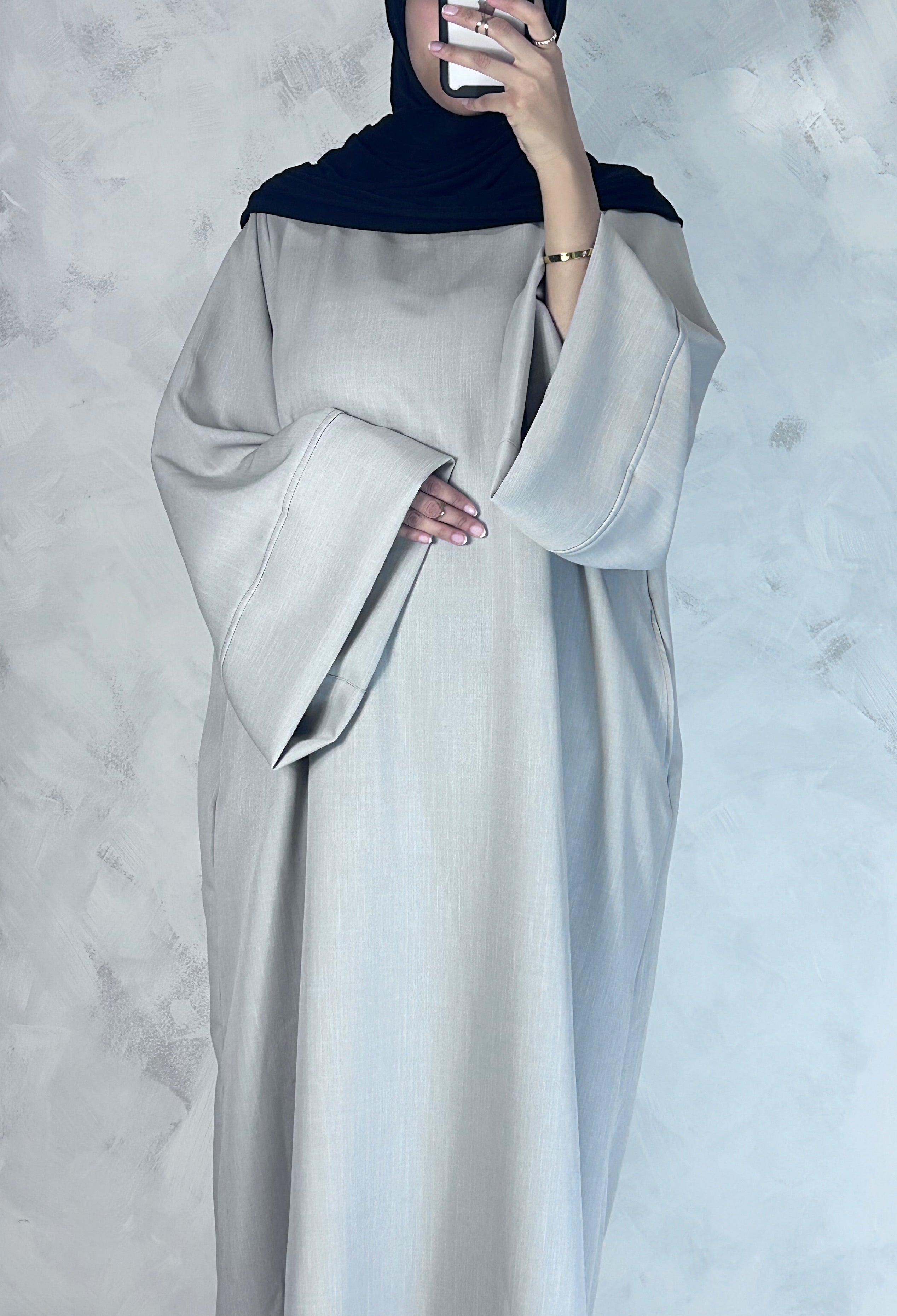 Grey Wide sleeve Abaya