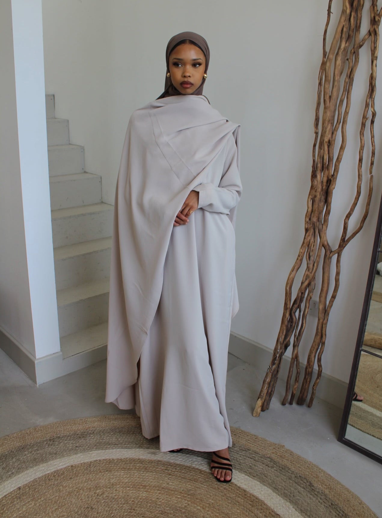 2-Piece Soft Salmon Kawthar Cape & Abaya Set