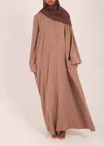 Load image into Gallery viewer, Mocha Dubai Fabric Closed Abaya with Zip
