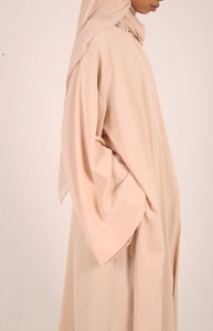 Neutral Dubai Fabric Closed Abaya with Zip