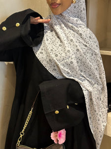 Printed Hijab - White